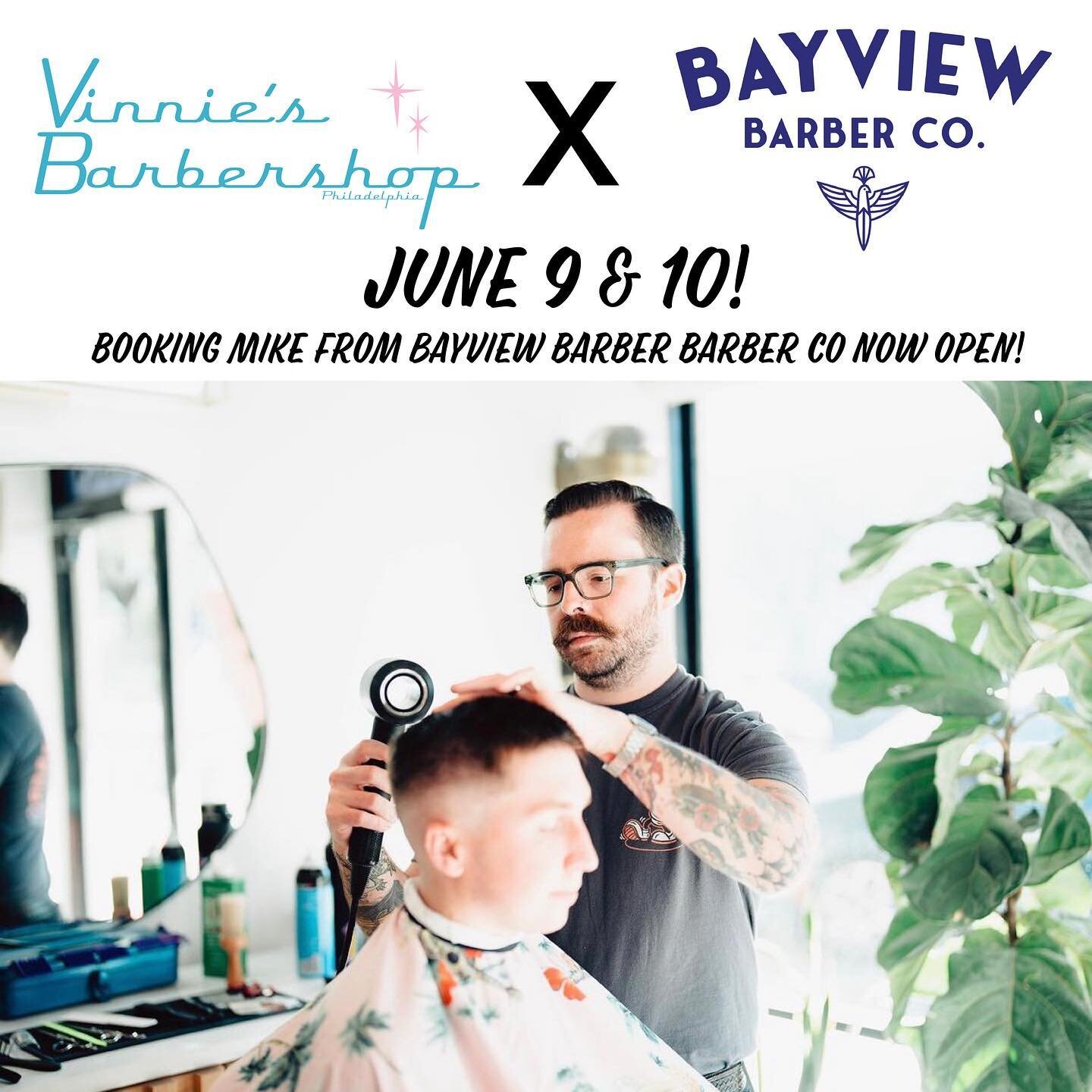 June 9&amp;10 @wizardovercomb of @bayview_stpete returns home to Philly and is picking up a few appointments while he&rsquo;s here. Help him feel welcome and change it up- book with Mike!
