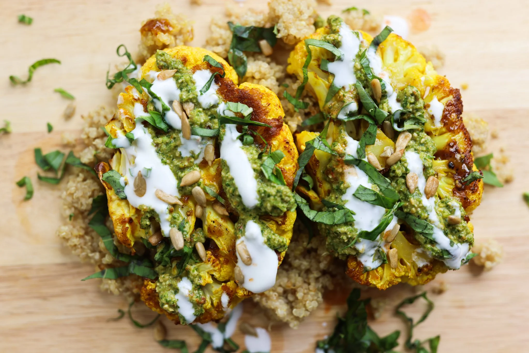 Ekadashi Friendly Cauliflower Steak with Herb Sauce — Taylor Mae Dean