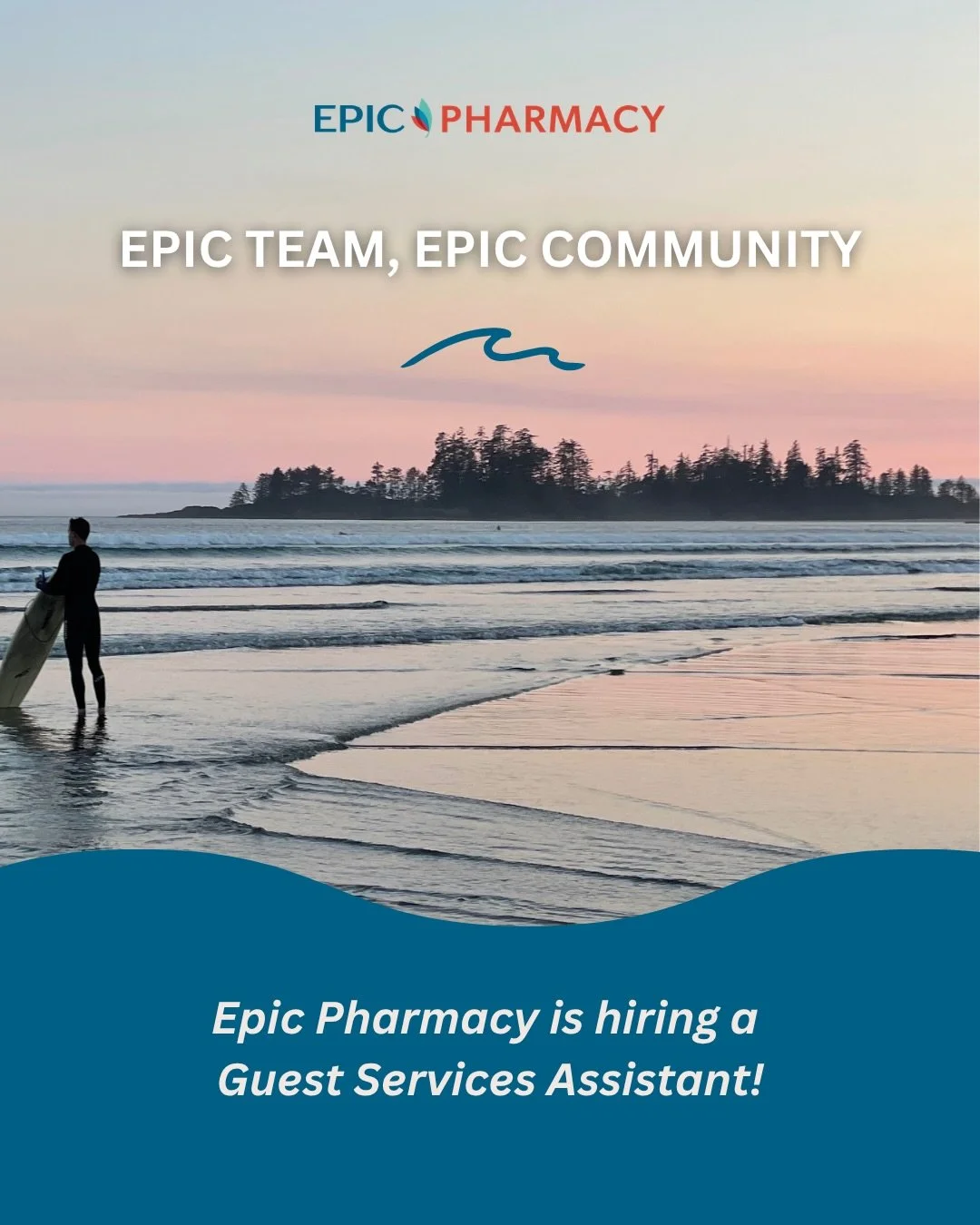 Come grow with us 🤍

Epic is currently hiring a full or part-time Guest Services Assistant to join the Epic Pharmacy team here in beautiful Tofino!

If you love connecting with people, have a passion for retail and sales, and thrive in a community f