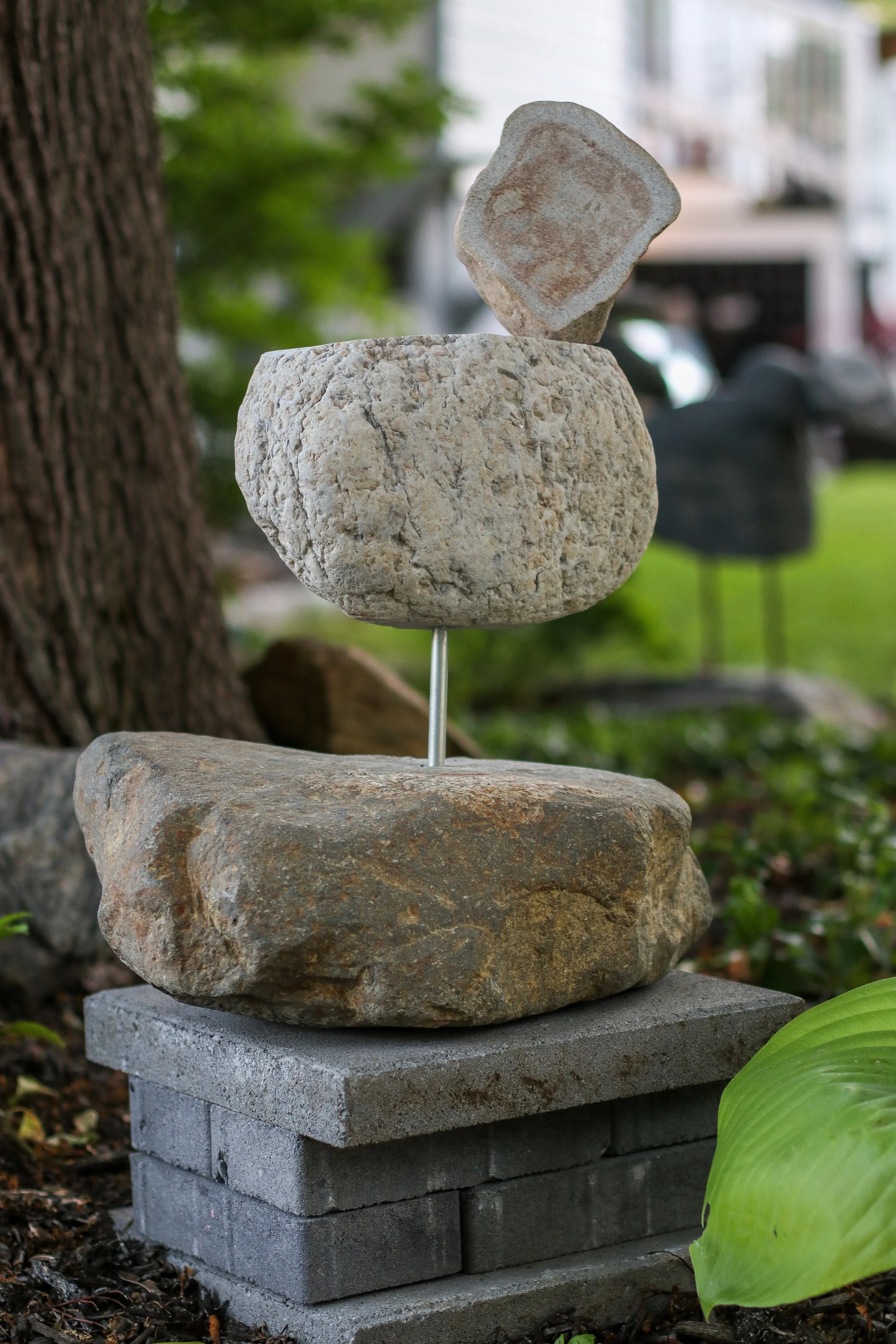 Untitled - stone and steel sculpture