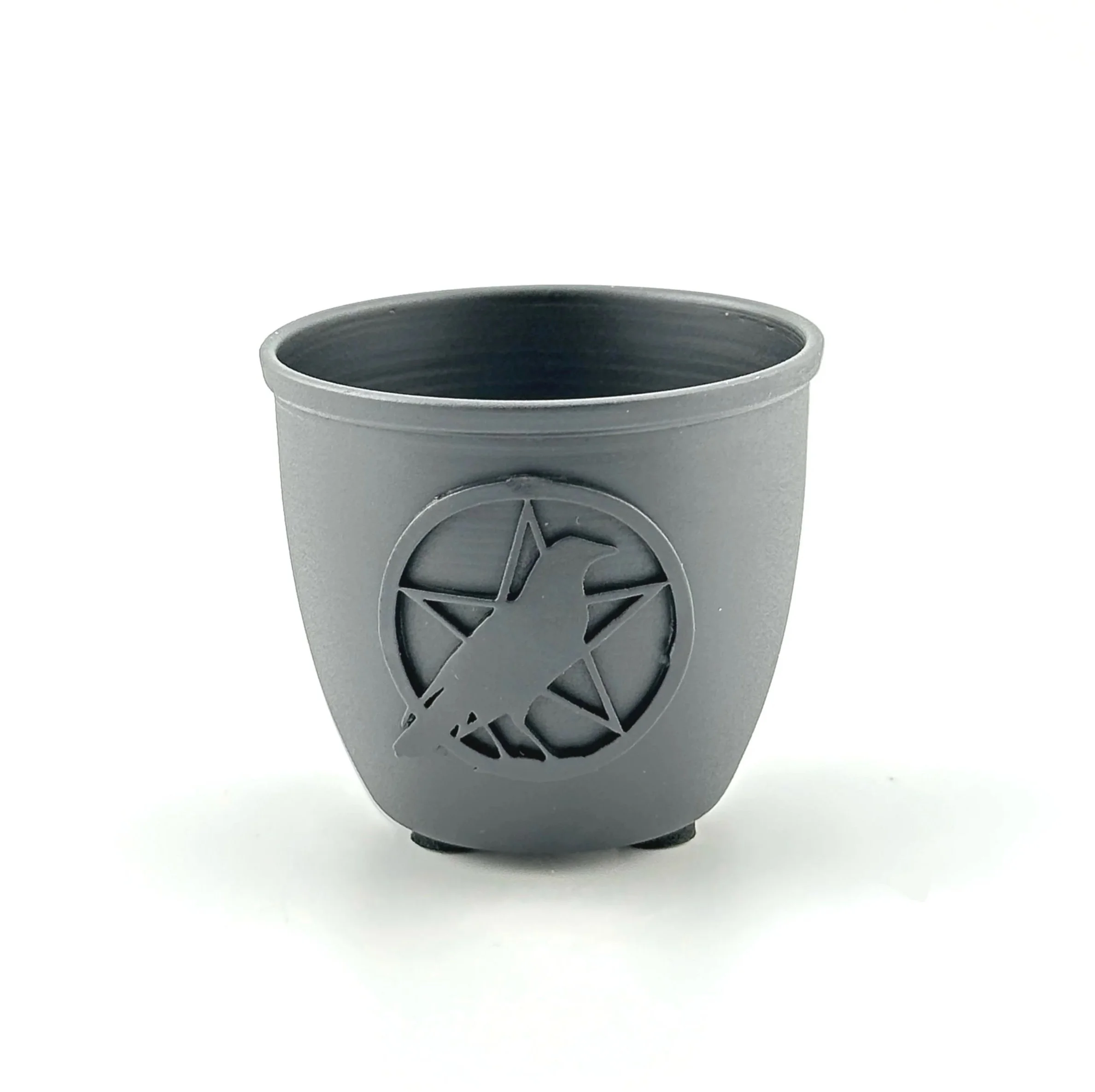 Metal Mini Candle Holder Pot Pentacle with Raven Smudge Pot