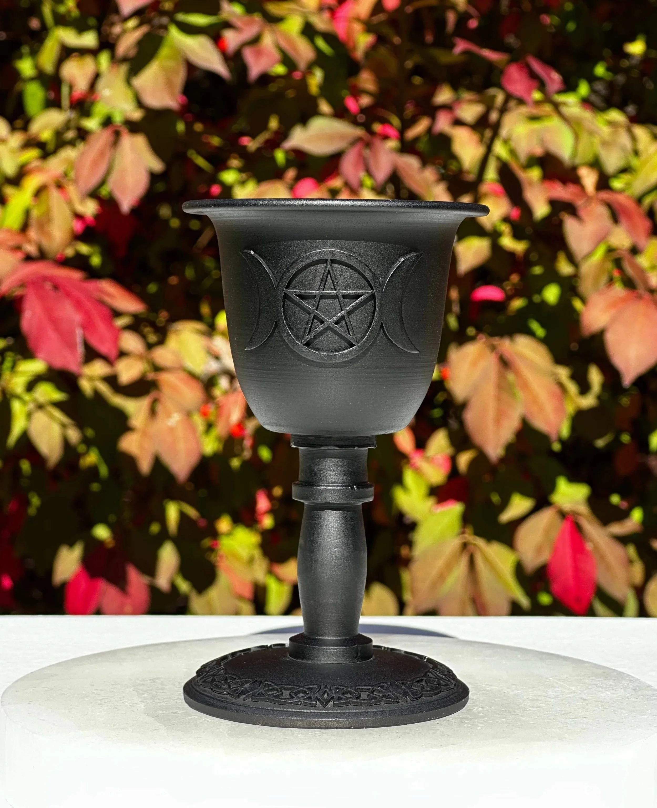 Metal 4" Triple Moon with Pentacle Chalice Chime Candle Holder with a FREE 5" Chime Candle