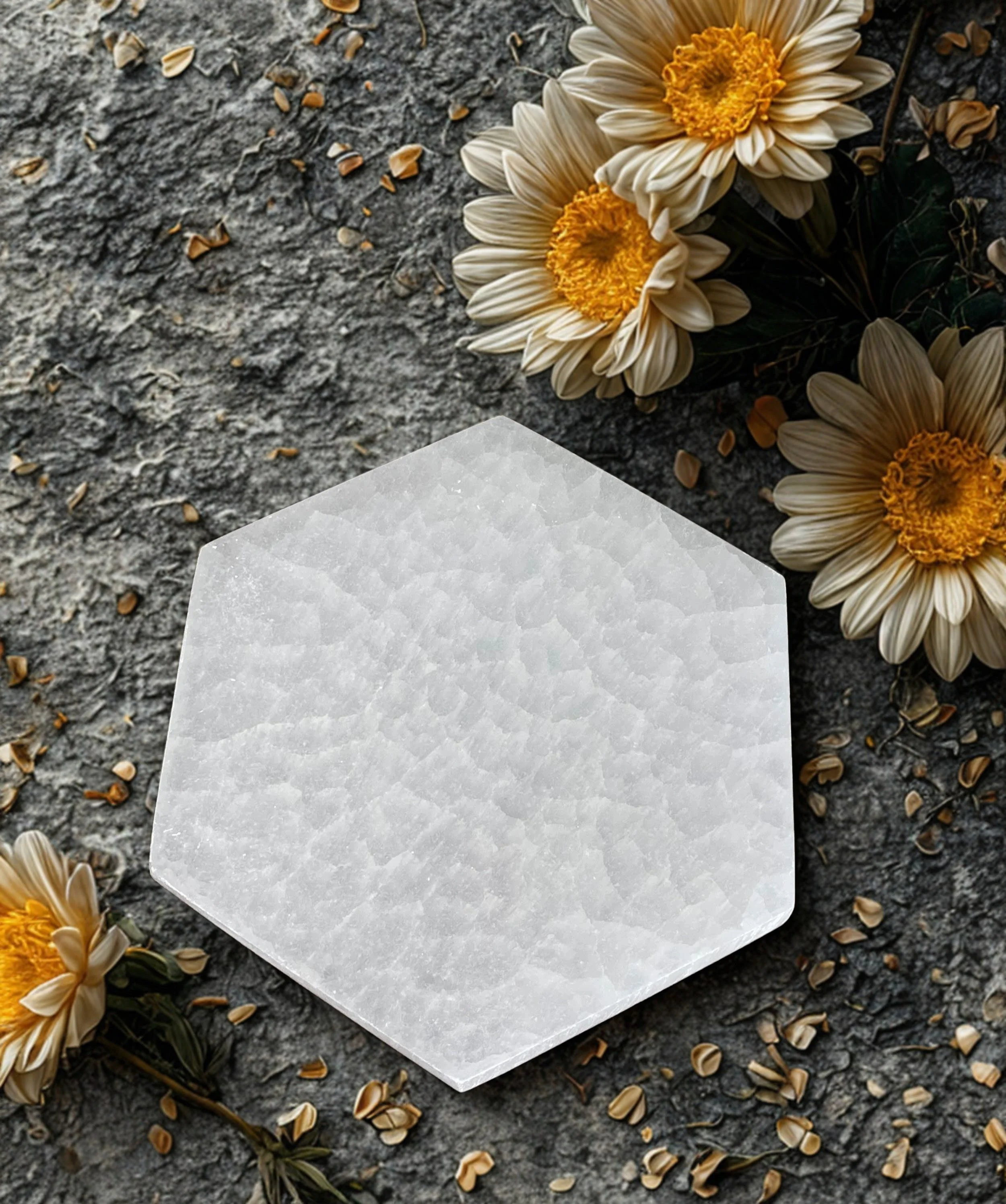 Selenite Hexagon 6" Charging Plate or Grid