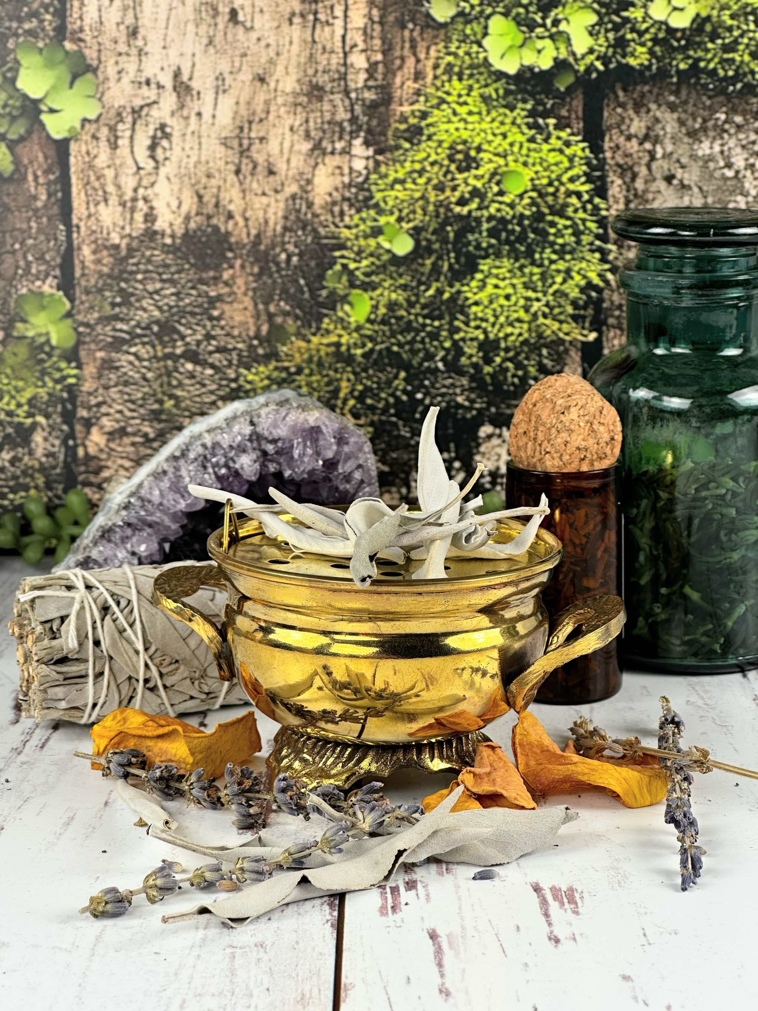 3"  Gold Brass Cauldron Incense Burner