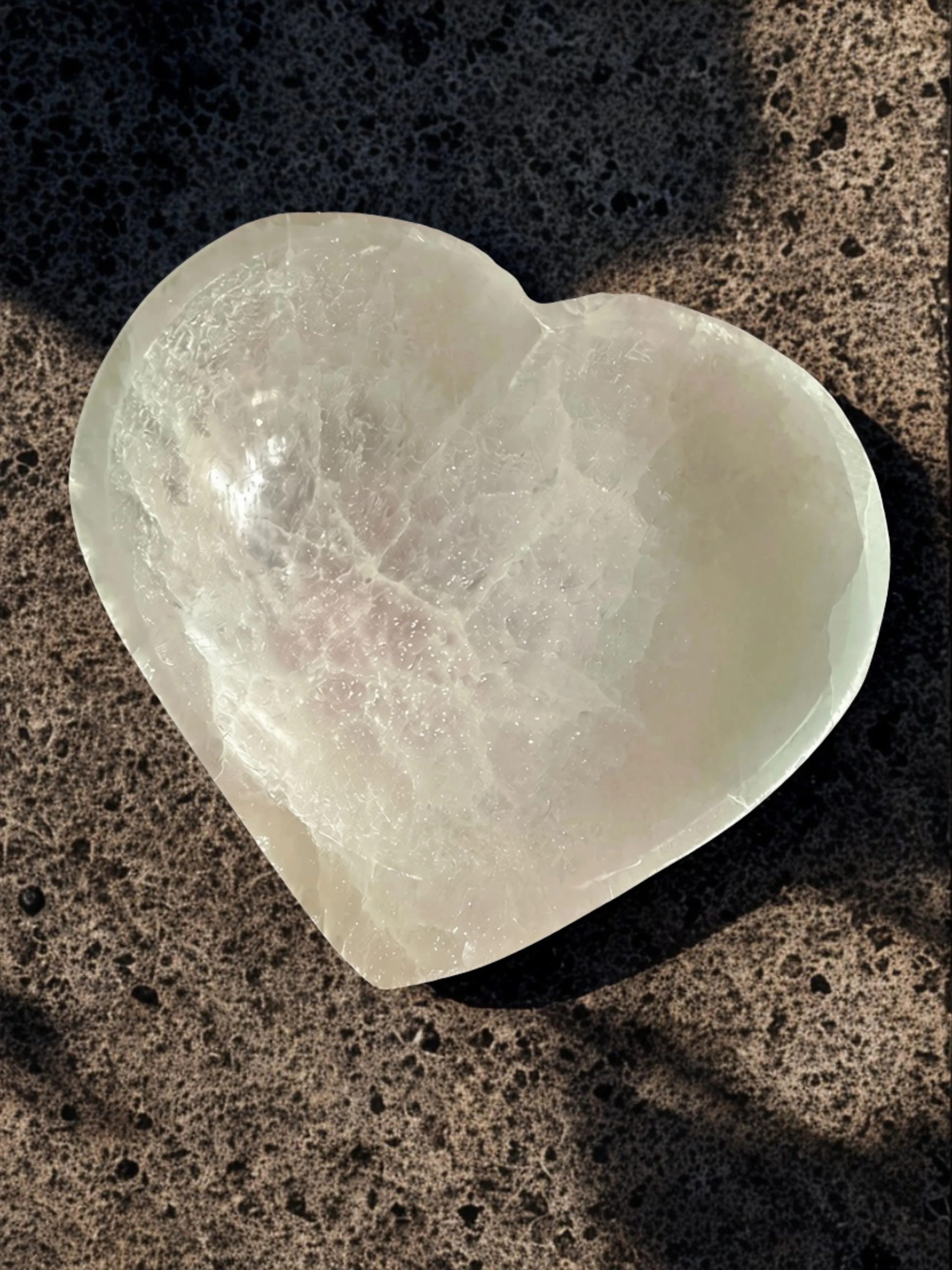 Selenite Heart Polished Charging Bowl 4.0"