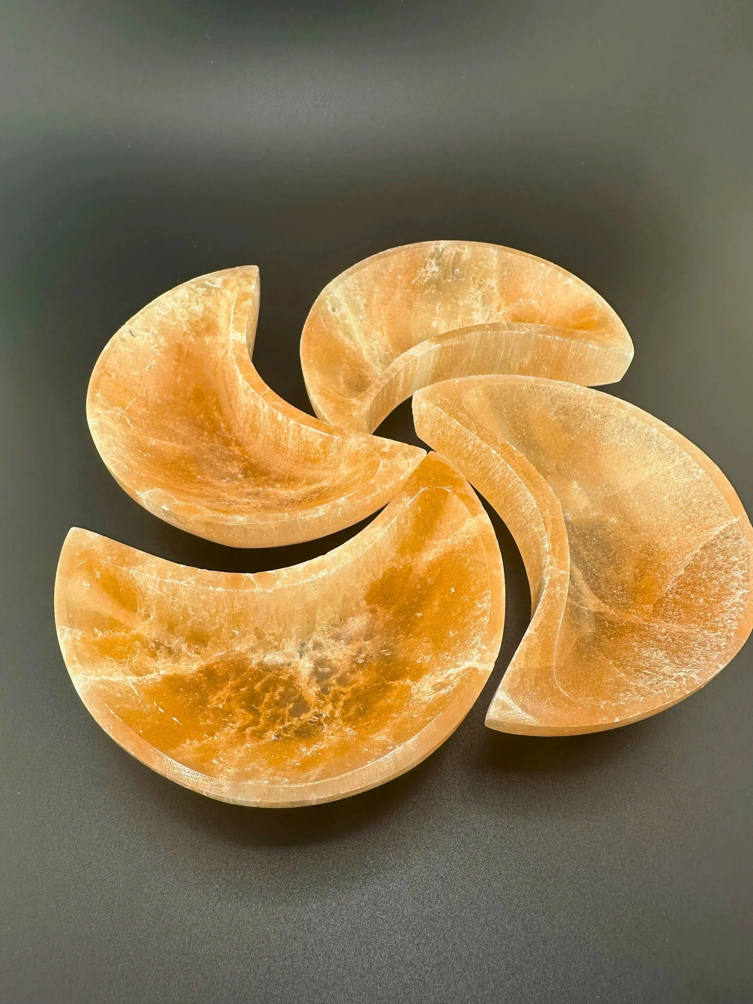 Orange Selenite Polished 4" Half Moon Crescent Moon Bowl