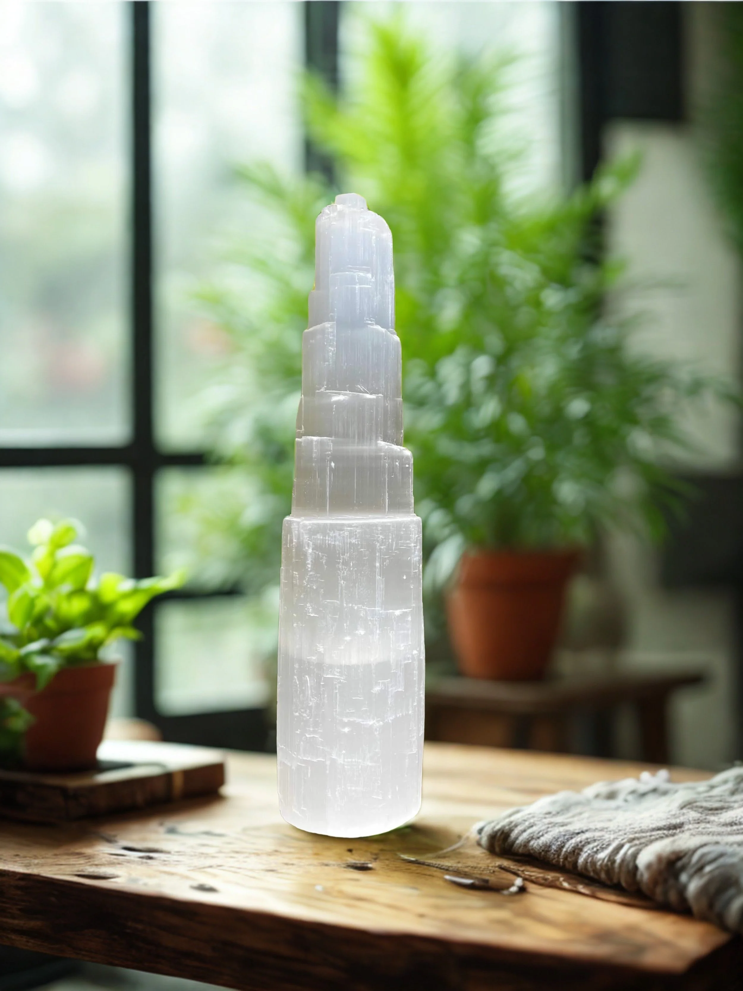 Jumbo Selenite Lamp Skyscraper Tower 15-17"