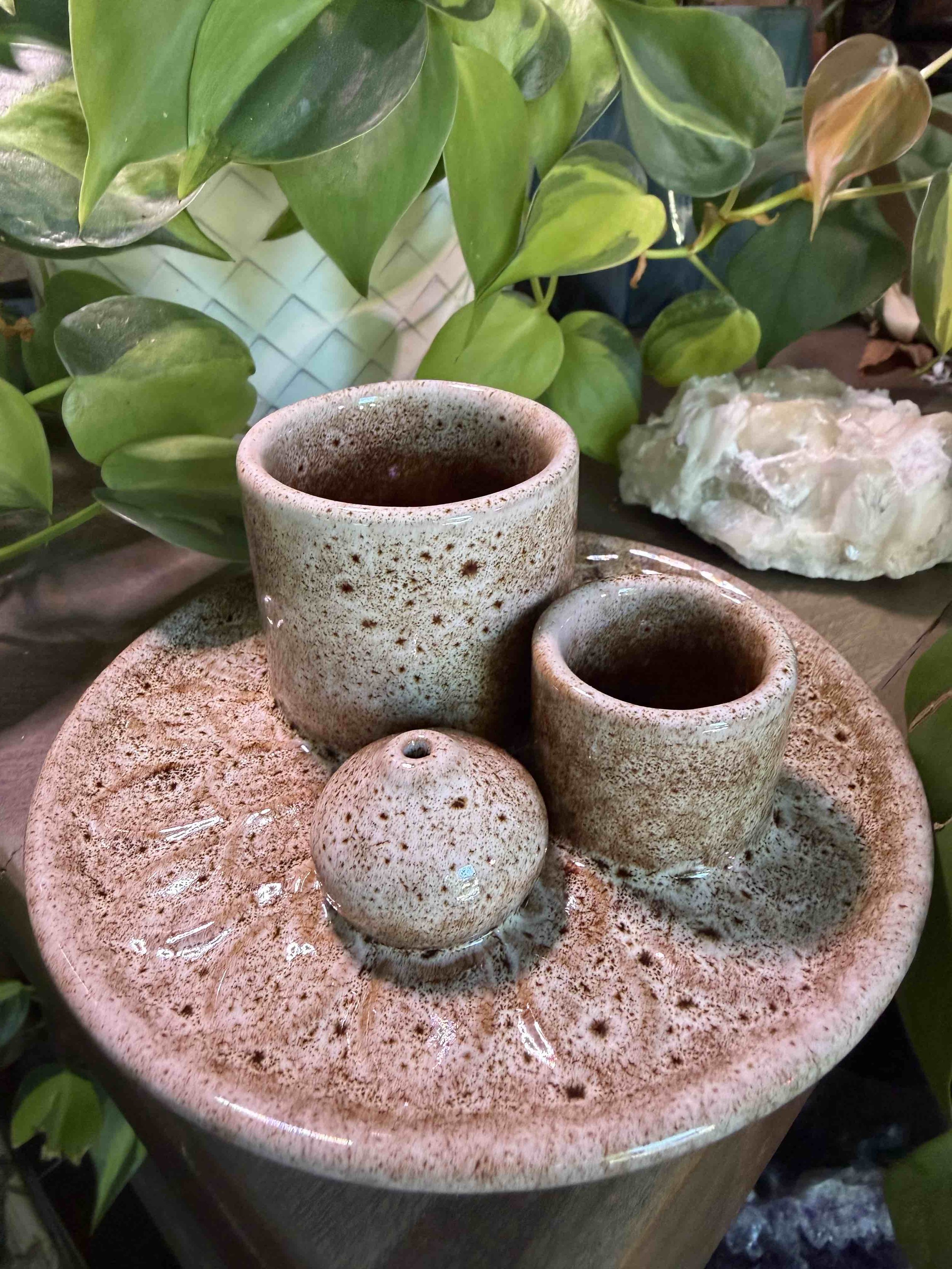 Tan Brown 4-in-1 Sage Palo Santo Incense and Candle Aromatherapy Burner Holder