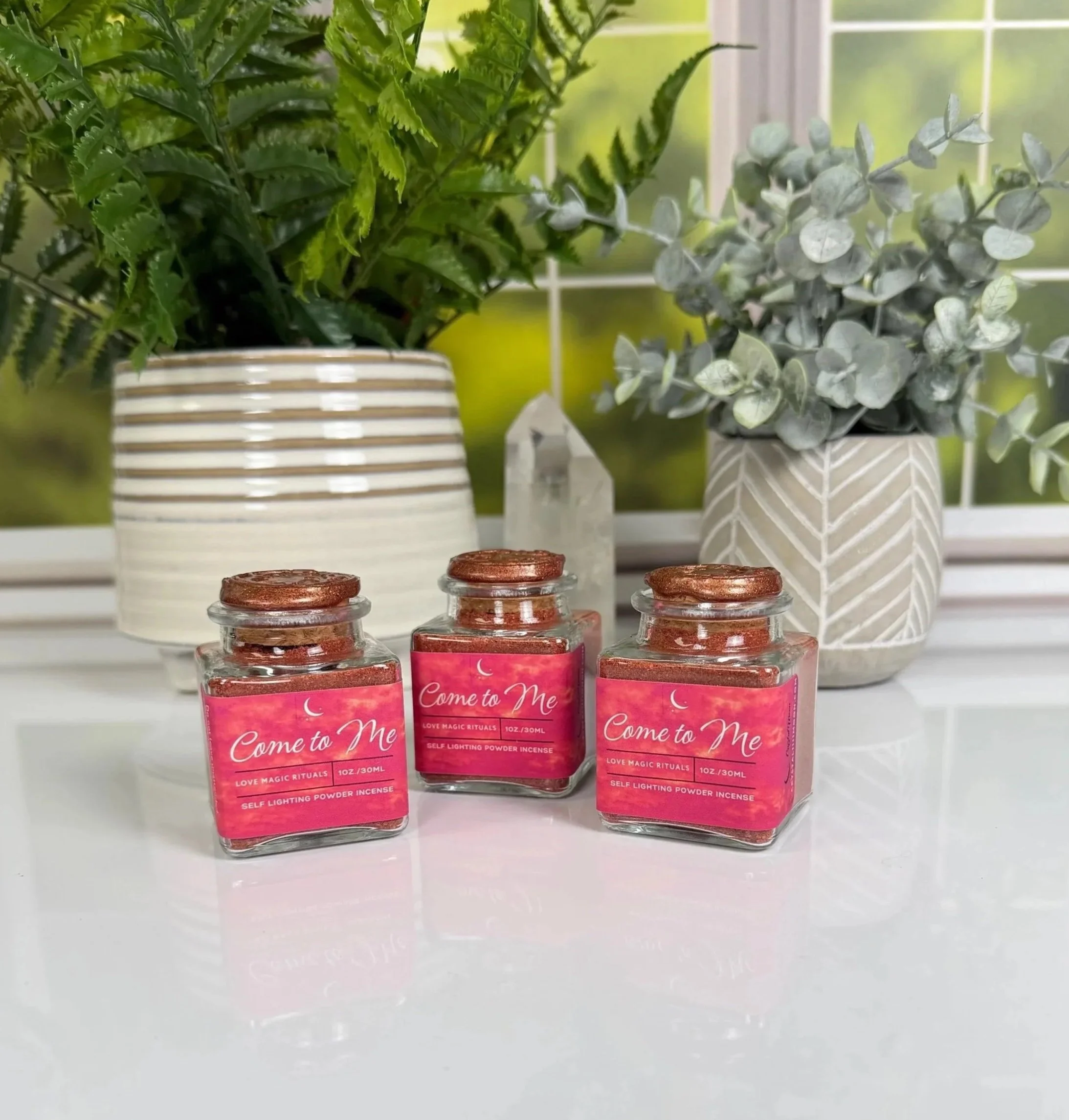 Come to Me Self Lighting Incense Powder Smoke Cleansing Smudge Glass Jar 1 oz. / 30ml