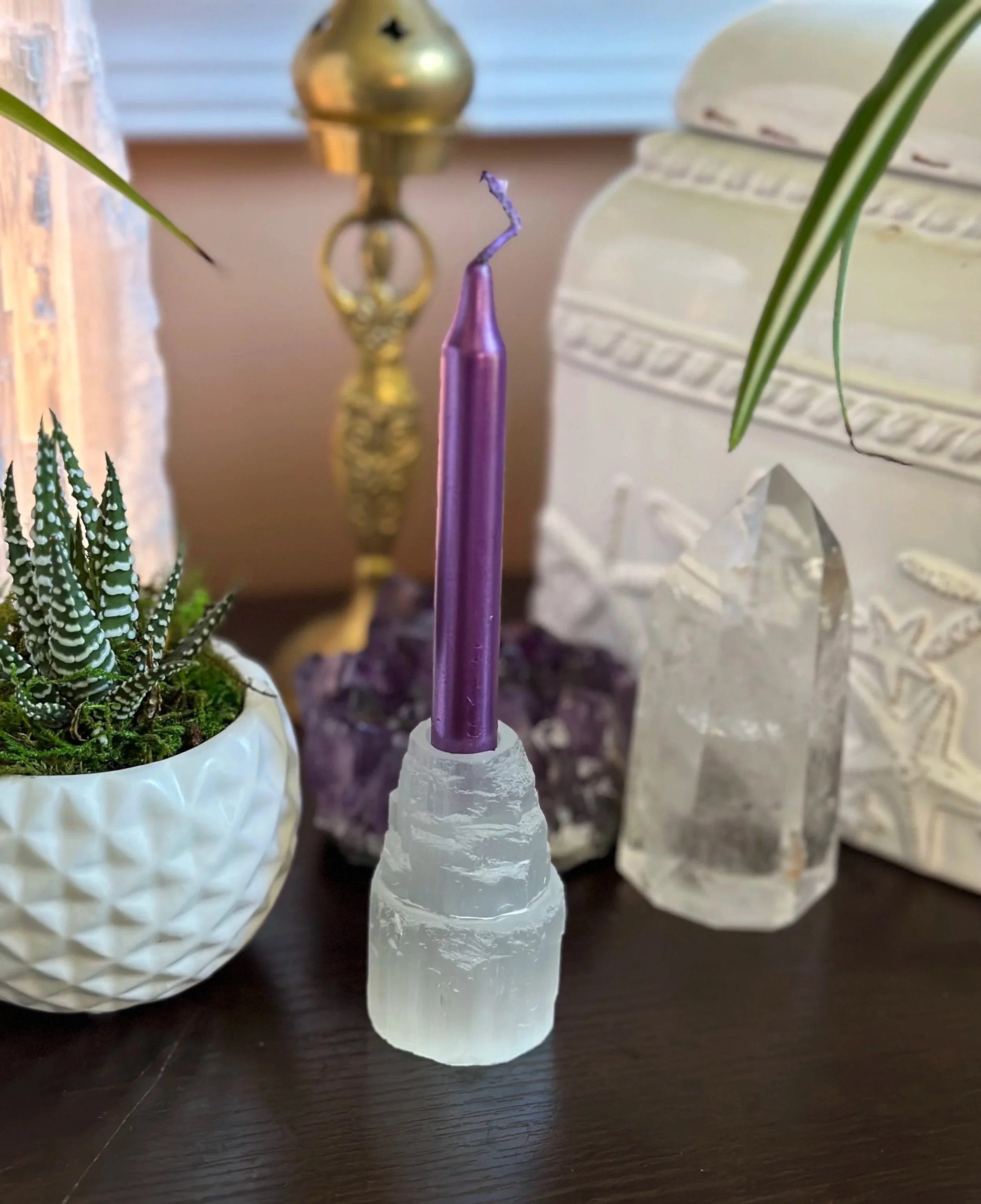 Selenite Chime Mini Candle Holder 2-2.5" Mini Iceberg