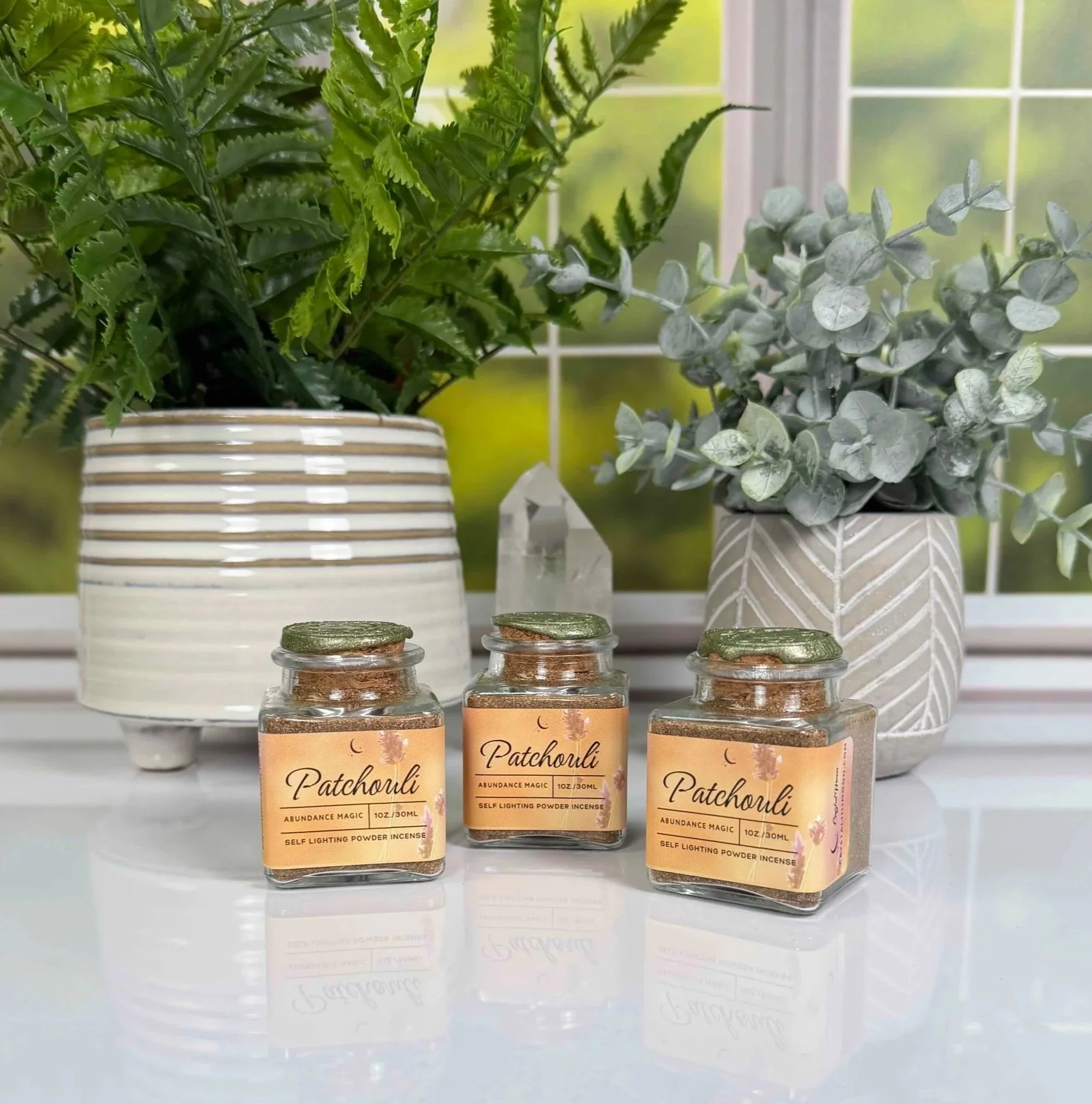 Patchouli Self Lighting Incense Powder Smoke Cleansing Smudge Glass Jar 1 oz. / 30ml