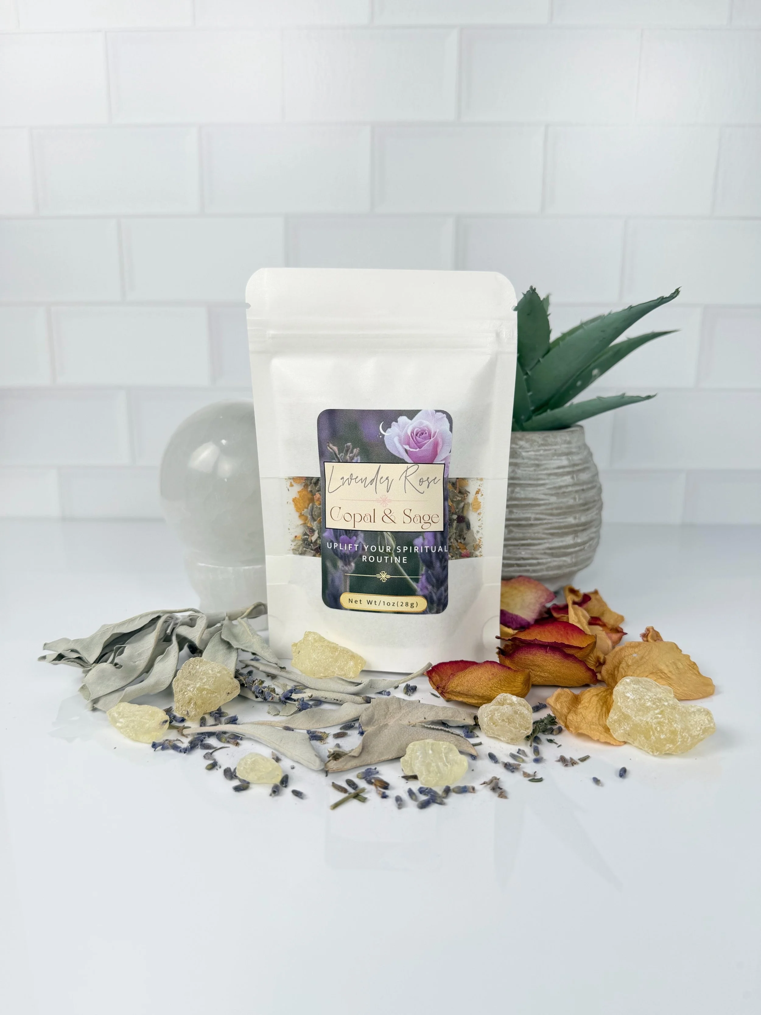 White Sage * Rose * Lavender * Copal Loose Blend Incense Smoke Cleansing Smudge 1 oz.