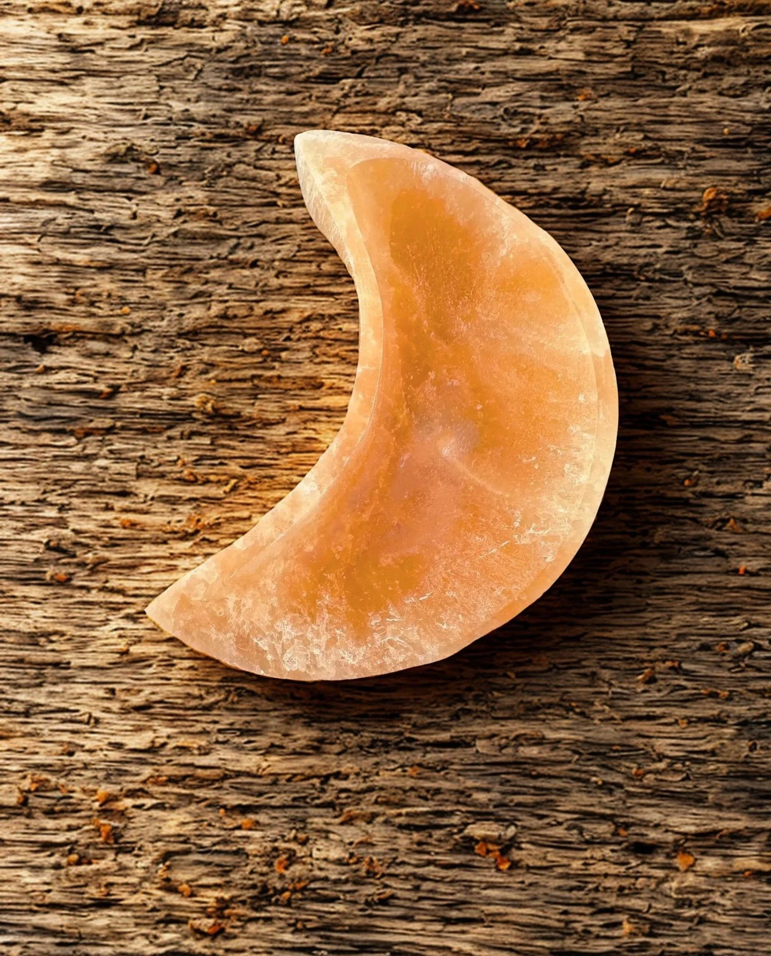 Orange Selenite Polished 4" Half Moon Crescent Moon Bowl