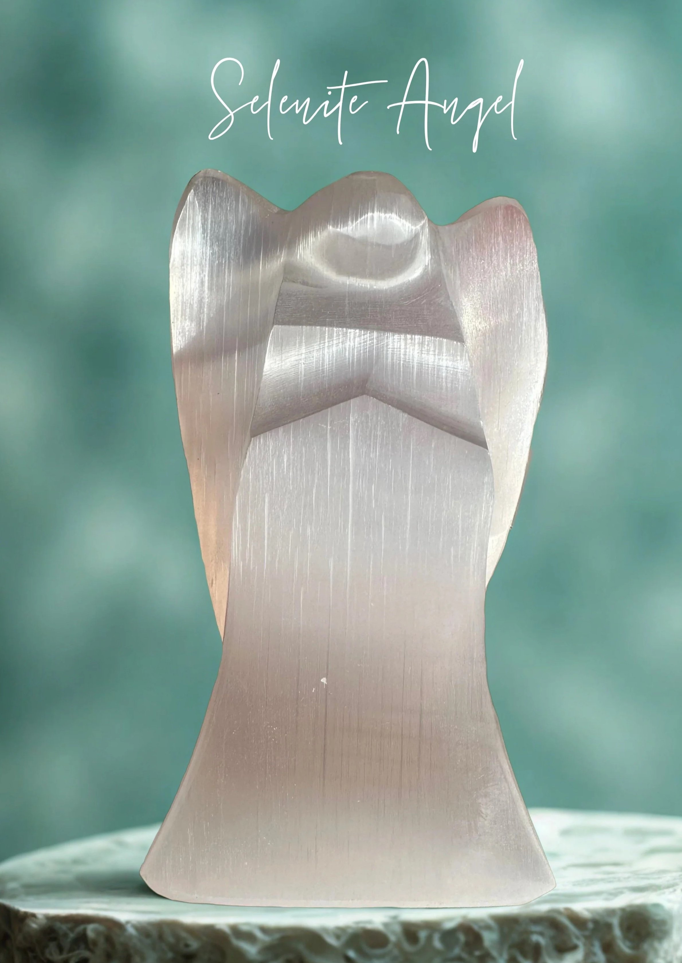 Selenite Crystal Angel 4" Statue in Gold Pouch