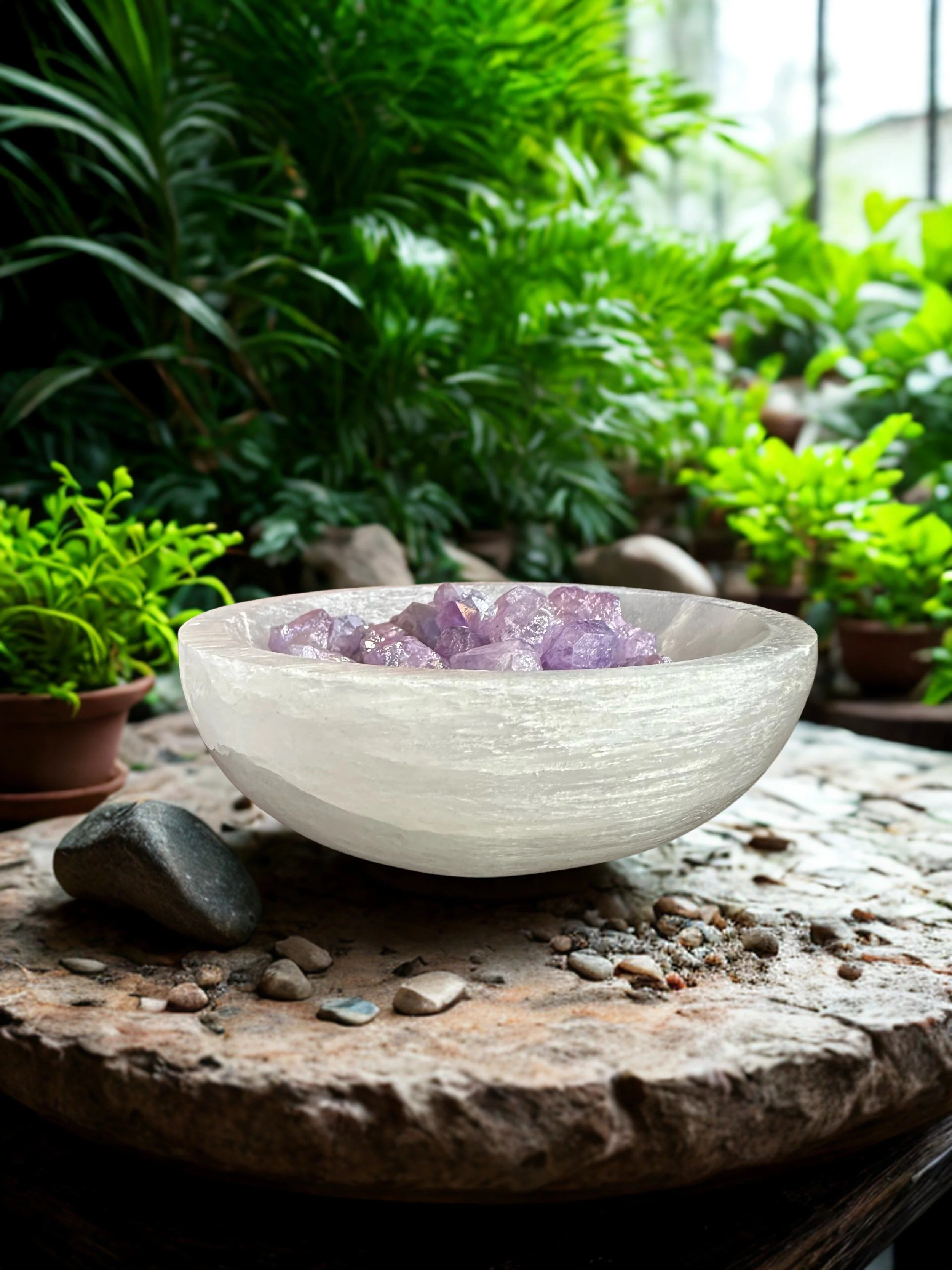 Selenite Round Polished Charging Bowl 4.0"