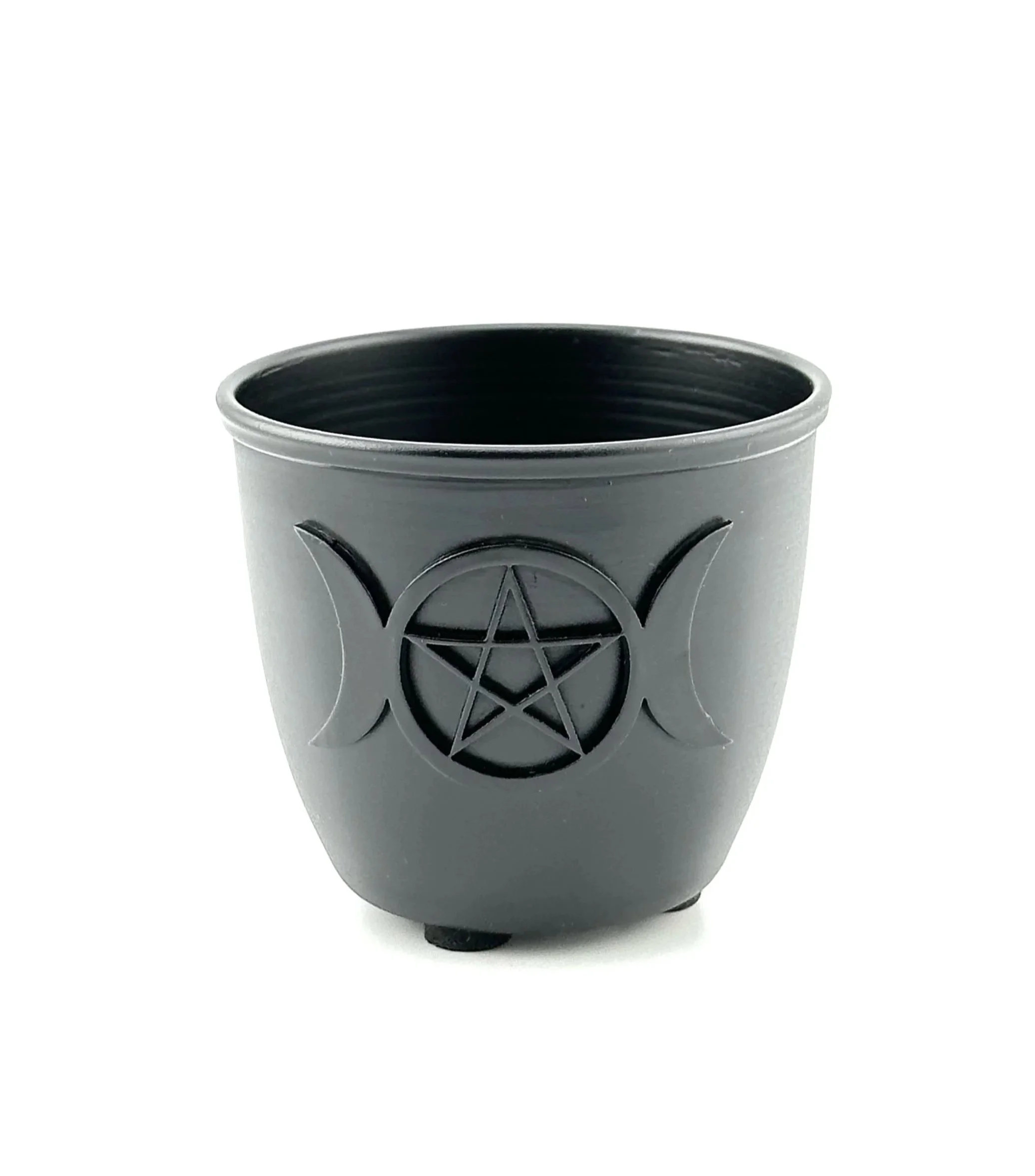 Metal Pot Mini Candle Holder Triple Moon and Pentacle