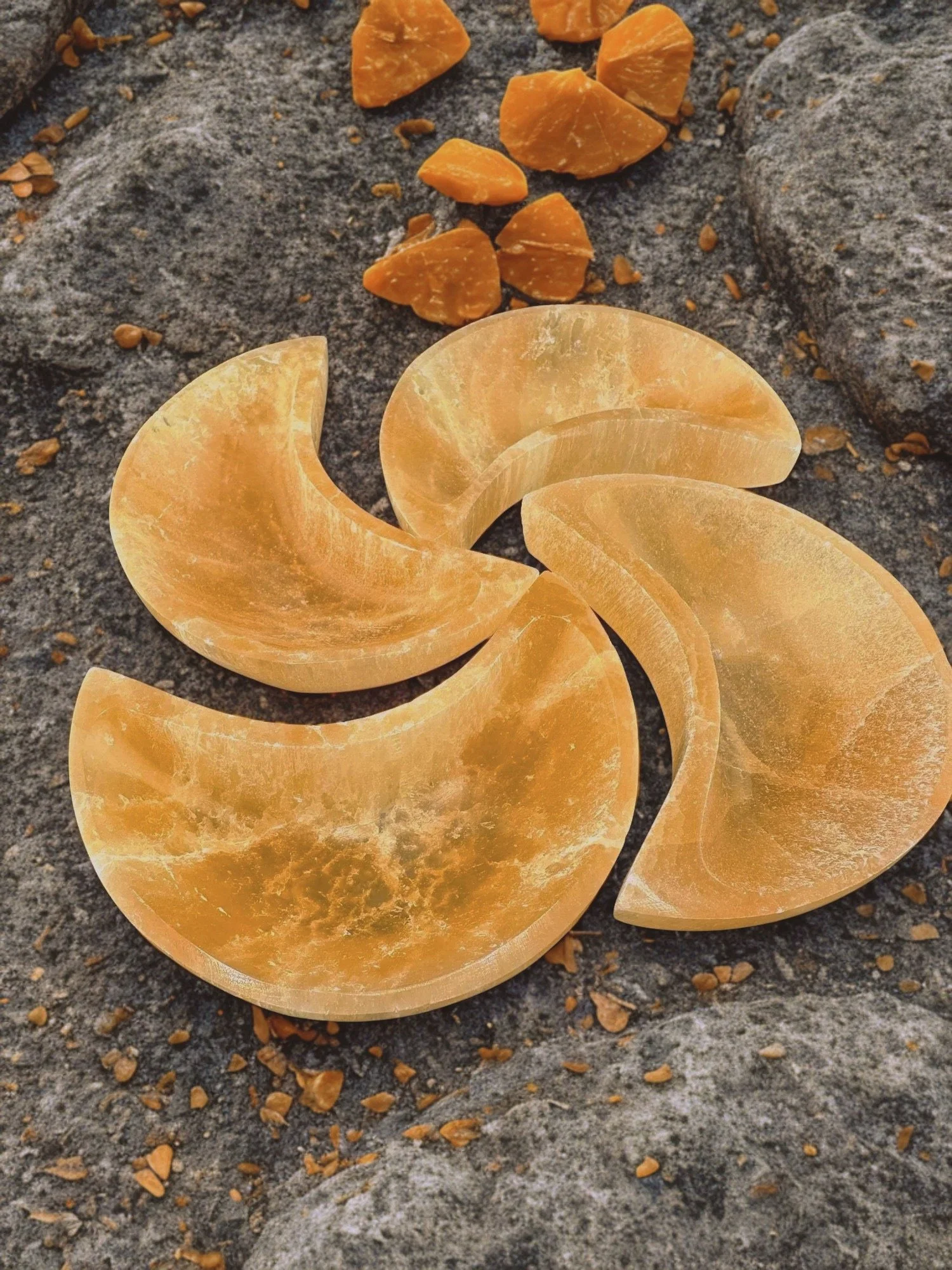 4 ORANGE SELENITE MOON BOWLS.jpg