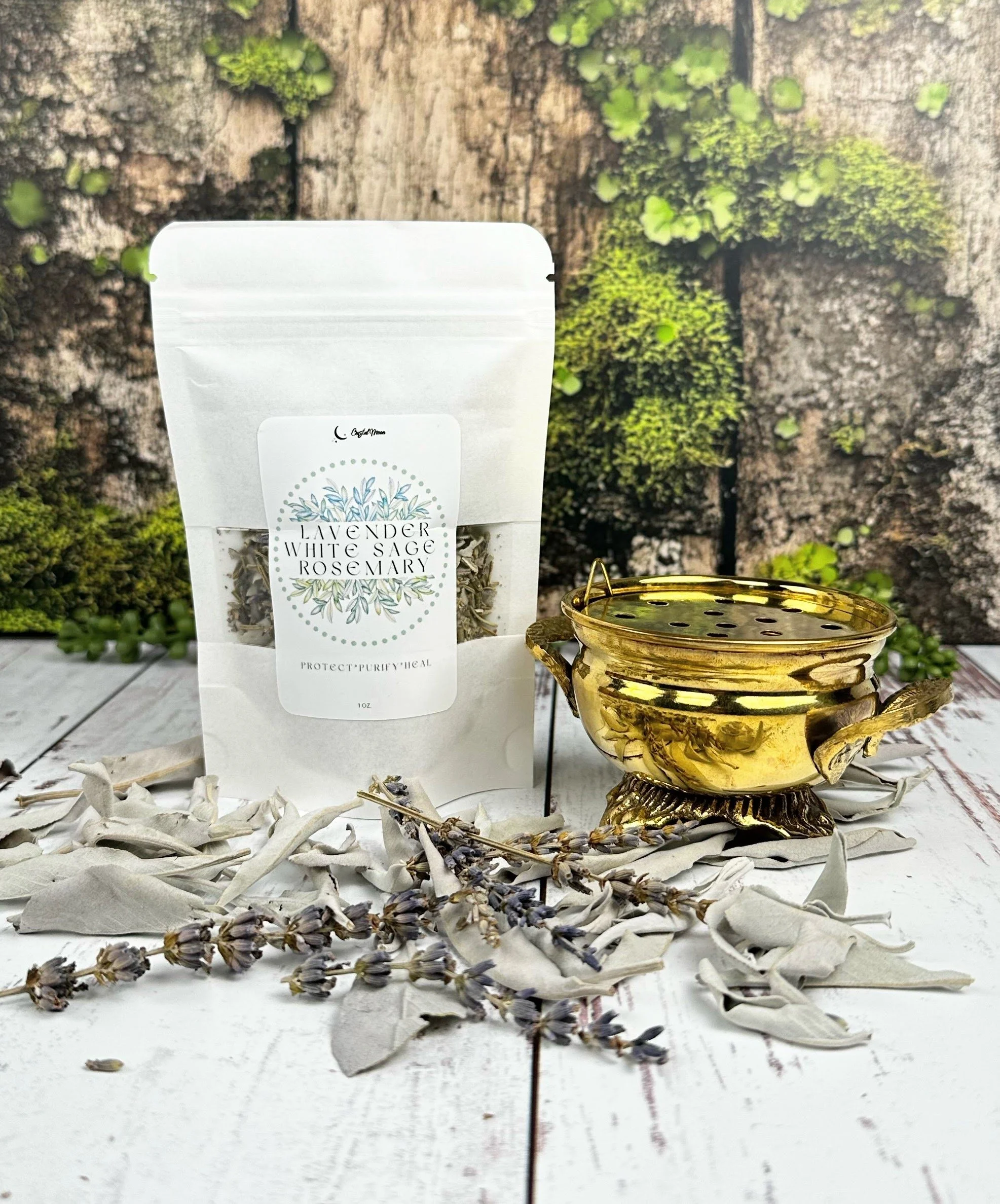 Rosemary * Lavender * White Sage Loose Blend Incense Smoke Cleansing Smudge 1 oz.
