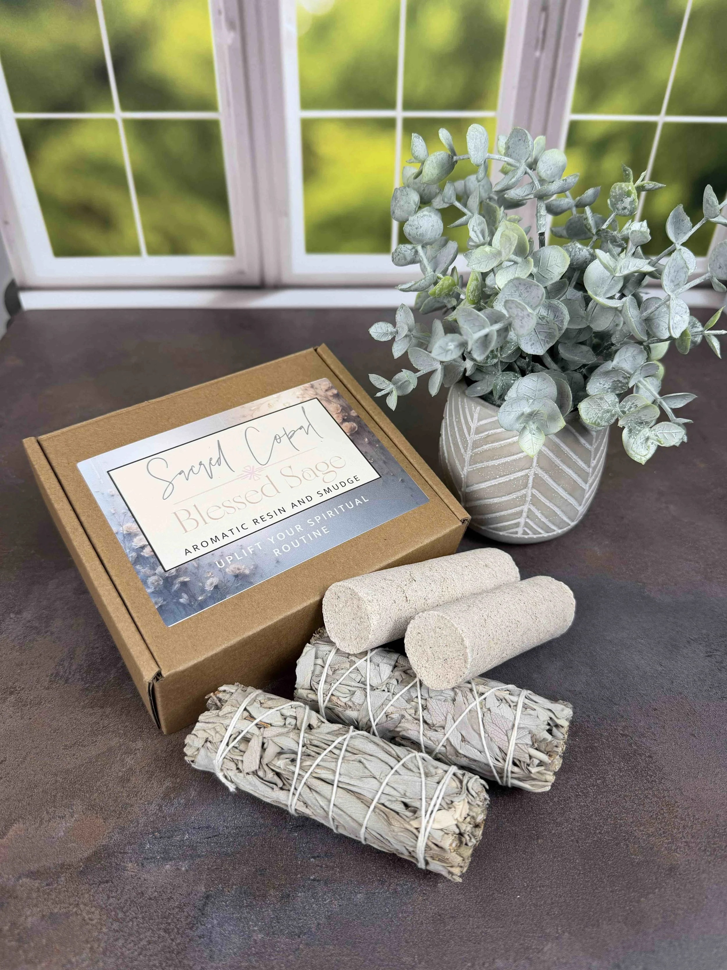 Sacred White Mayan Copal and Blessed Sage Smudge Logs 2 or 4 Pack