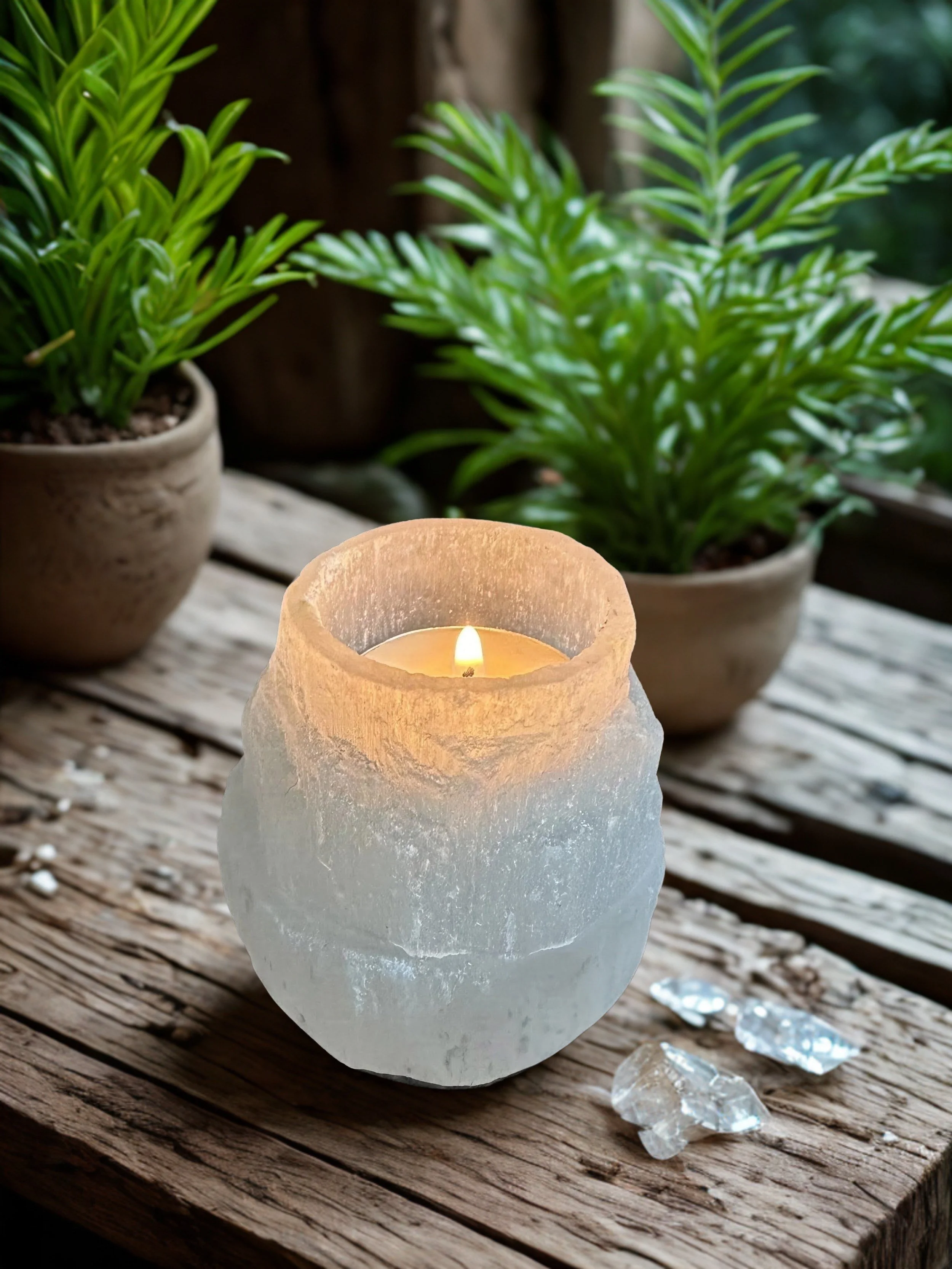Selenite 2.5" Votive and Tea Light Candle Holder, Iceberg