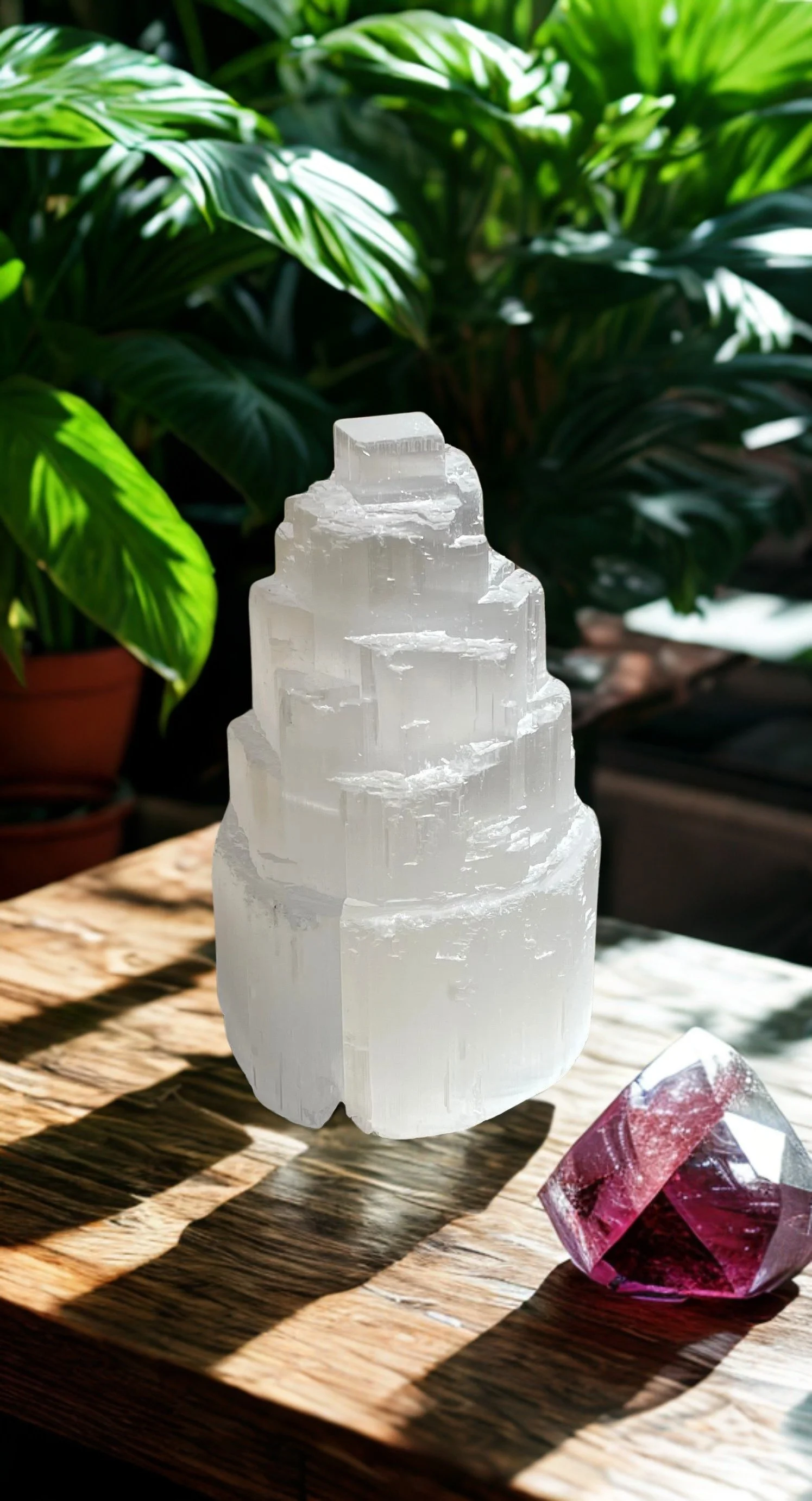 Selenite Iceberg Lamp Tower 6" Tall