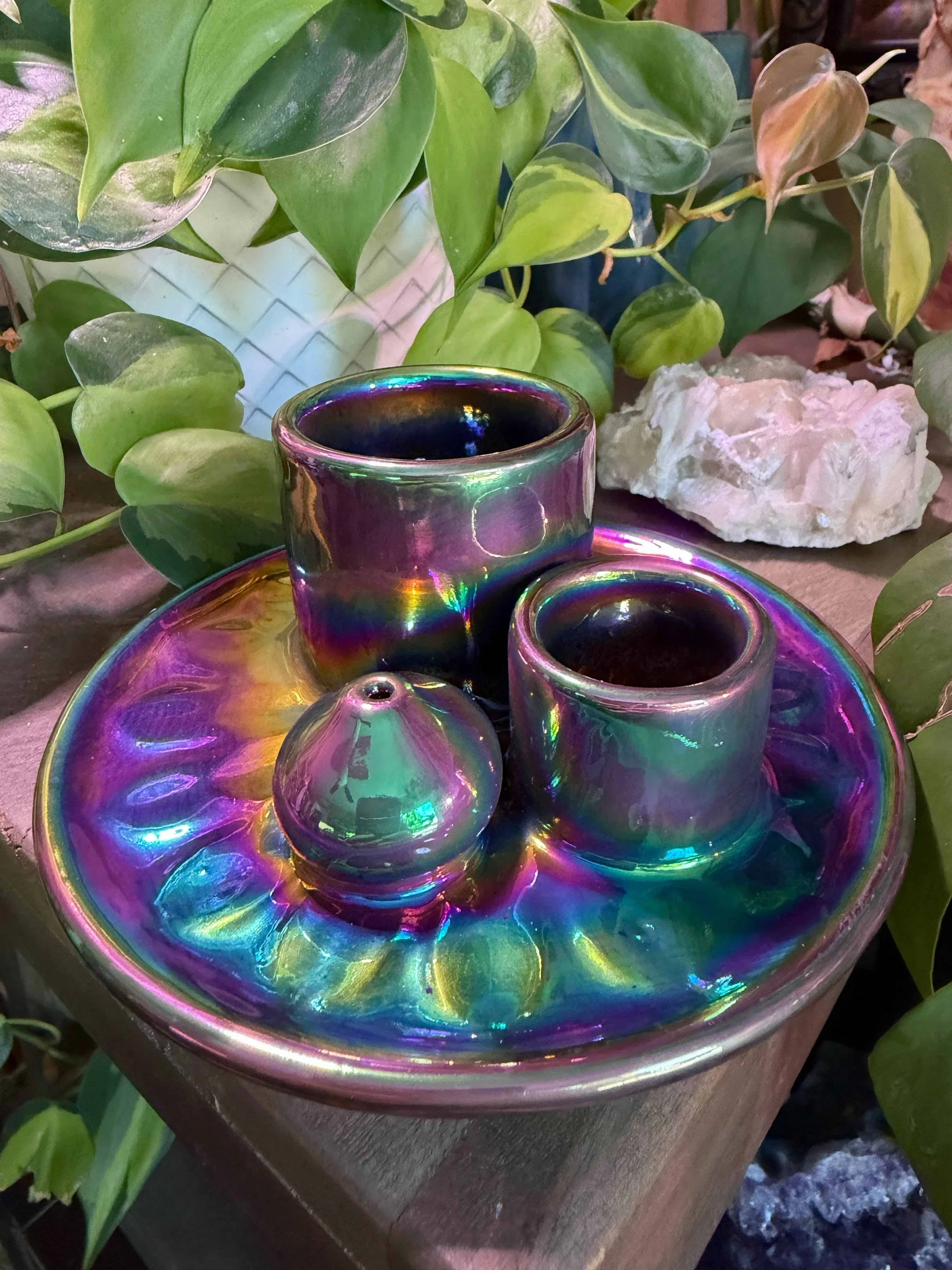 Cosmic Metallic 4-in-1 Sage Palo Santo Incense and Candle Aromatherapy Burner Holder