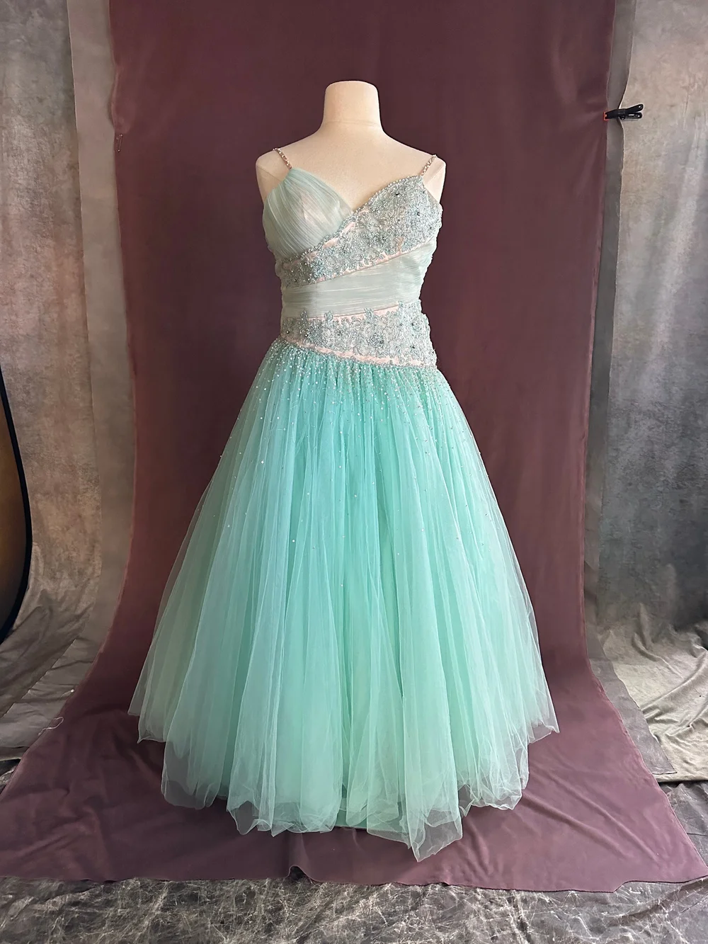 etsy mint green dress Emerald Green A-line Formal Dress One Shoulder Long Sleeve Prom Pagean –  Viniodress main image 1
