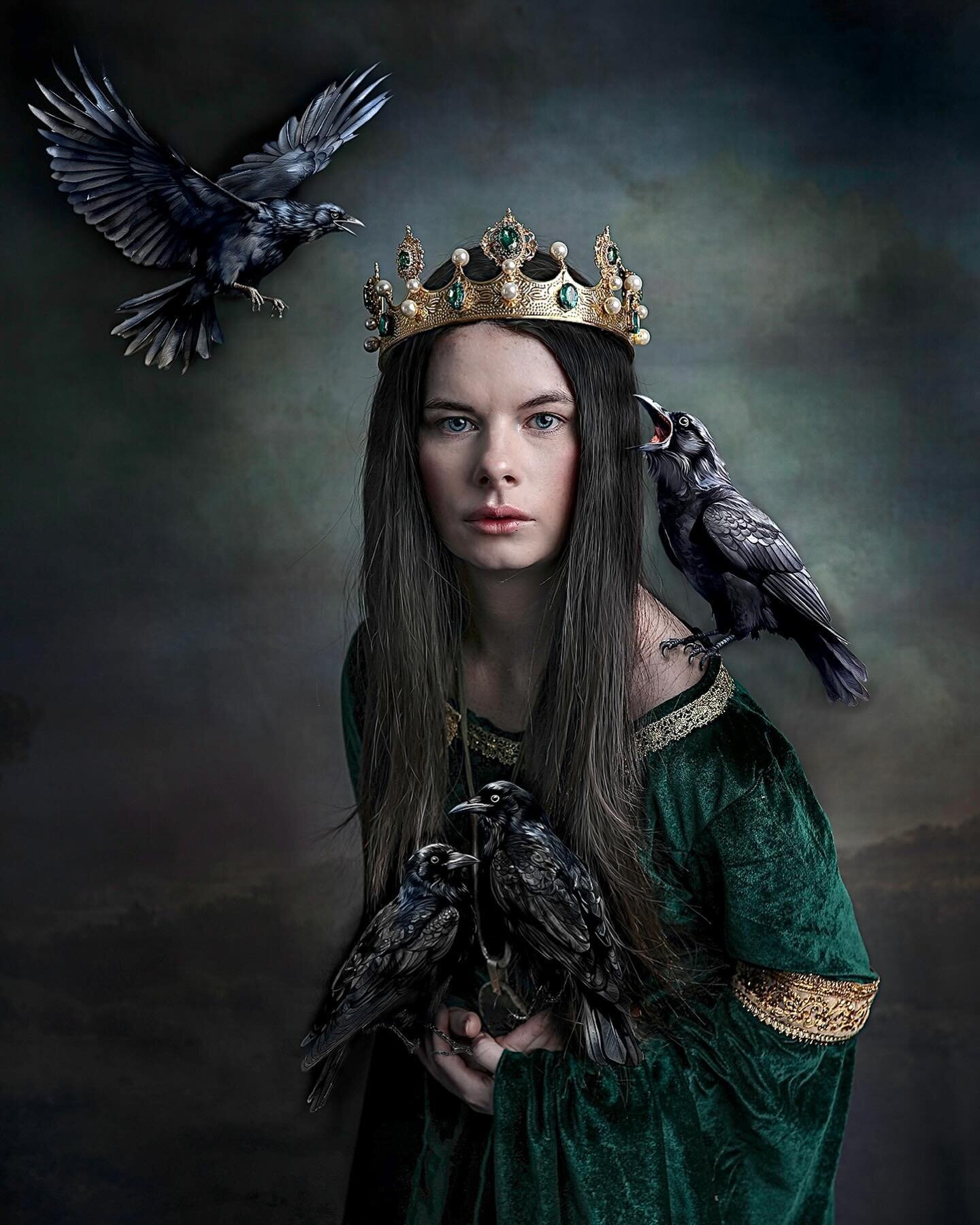 Morgan Le Fay the Enchantress from a recent styled shoot at the studio.  And Saoirse looking like she&rsquo;s stepped straight out of the misty Arthurian legends of long, long ago&hellip; The beautiful emerald jewelled crown is by the supremely talen
