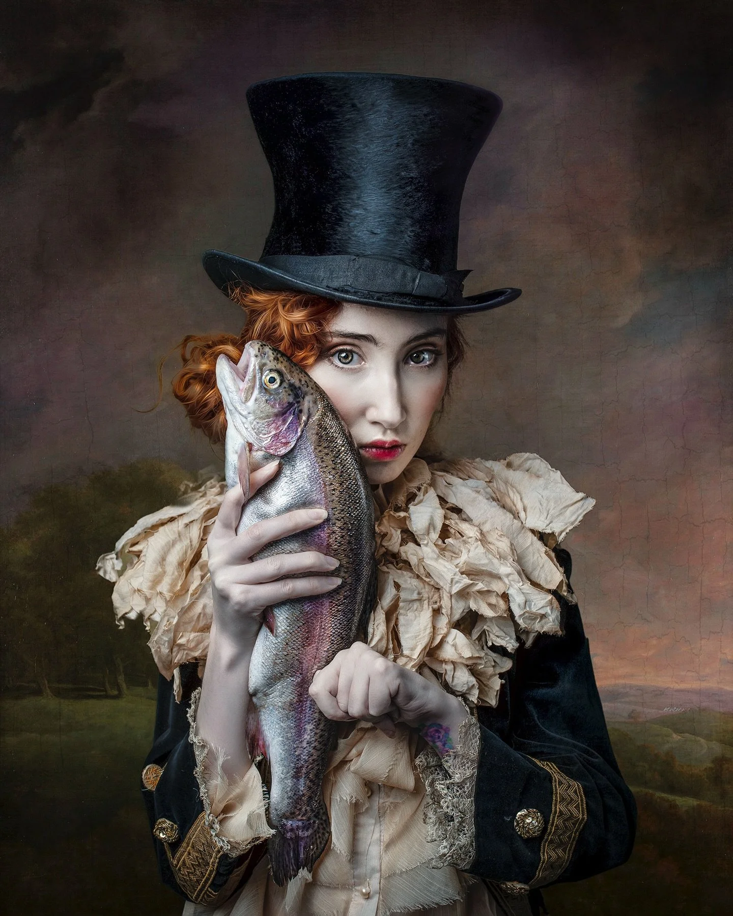 CATFISH 
.
.
.
Taken in the studio a while back with muse @_catmidalee_ and reminds me today of how much fun I had creating this.  From asking the bewildered fishmonger for his most beautiful fish to immortalise and then squeezing Cat into the antiqu