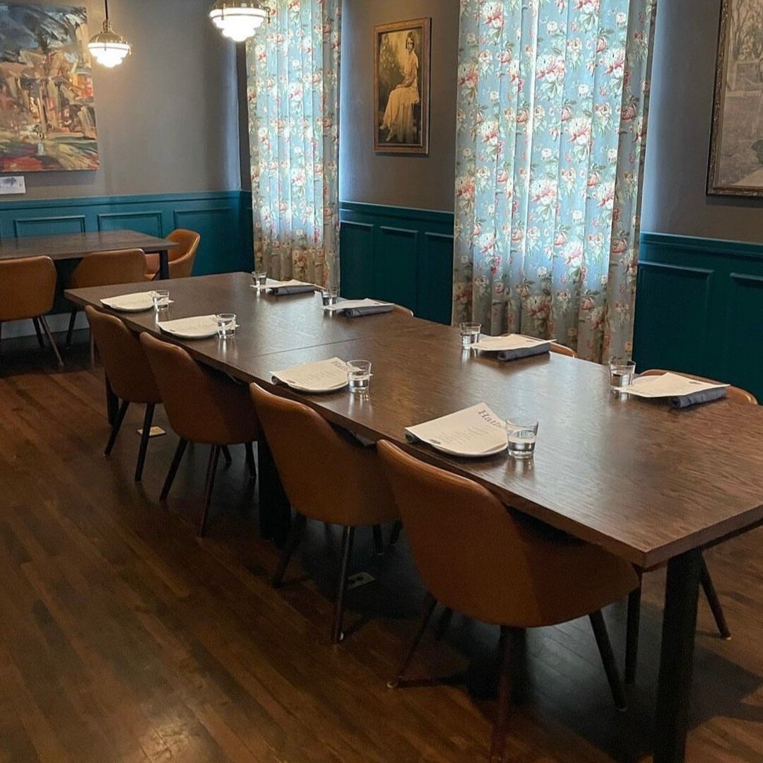 All set up for a business dinner!

Our private dining room is the perfect spot for a business lunch or dinner.
Separated from our main dining room, the PDR has an AV option, room for up to 20, and fabulous food, of course. 

We'd love to help you pla