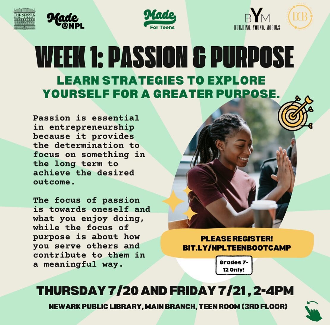 ✨Find your Passion, Live your Purpose ✨

Join us for week 1 of &ldquo;From &lsquo;0 to CEO&rsquo; Summer Teen Entrepreneurship Bootcamp&rdquo; on Thursday 7/20 and Friday 7/21 from 2-4pm (Grades 7-12).

Passion is essential in entrepreneurship becaus