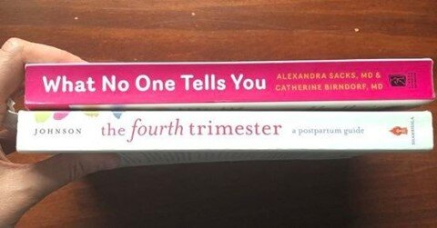 These are two of my favorite books for preparing for the postpartum period (which, let's be clear, lasts WAY longer than a measly 6 weeks).⁣
⁣
What No One Tells you by @alexandrasacksmd walks you through common emotional changes during pregnancy and 