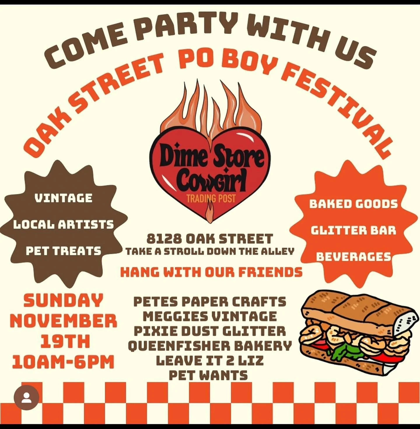✨This Sunday on Oak St. Po Boy Fest! You&rsquo;ve been waiting all year and it&rsquo;s finally here! ✨
@dimestorecowgirlnola  @poboyfest @visitneworleans