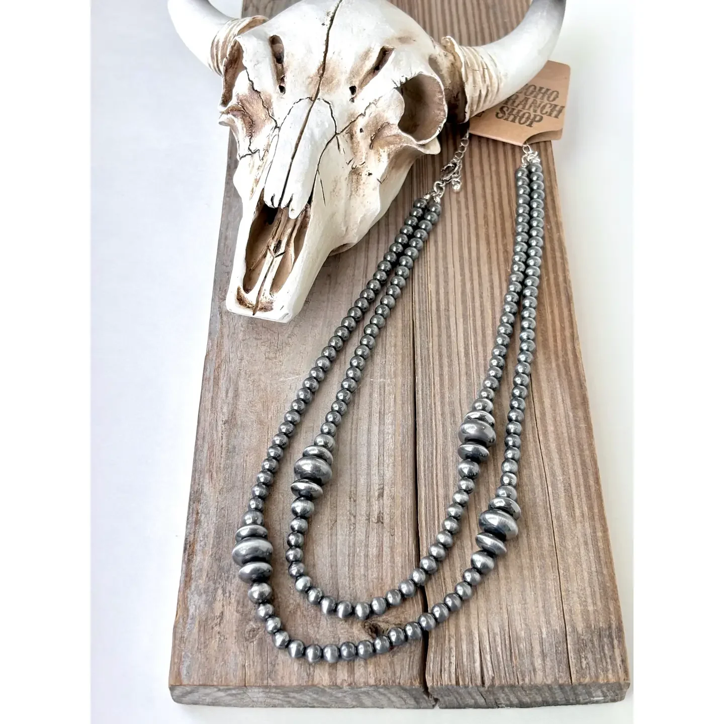 2 Layered Western Style Navajo Pearl Bead Necklace