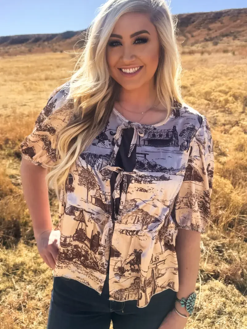 Life On the Ranch Tie Top