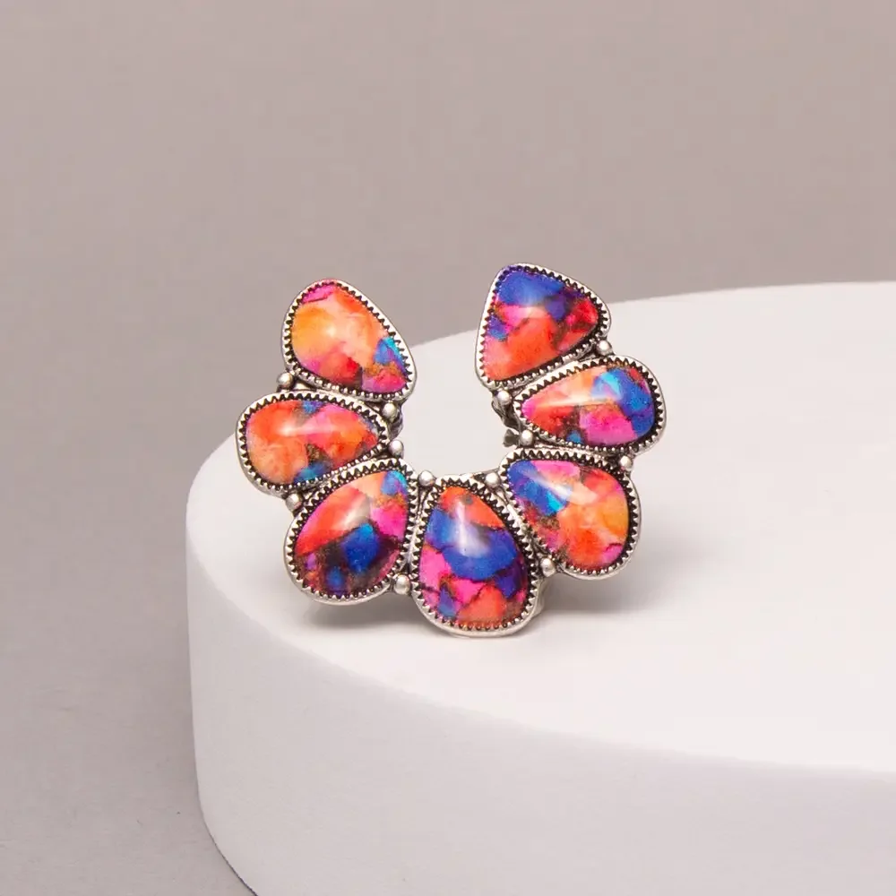 Western Squash Blossom Stone Stretch Ring