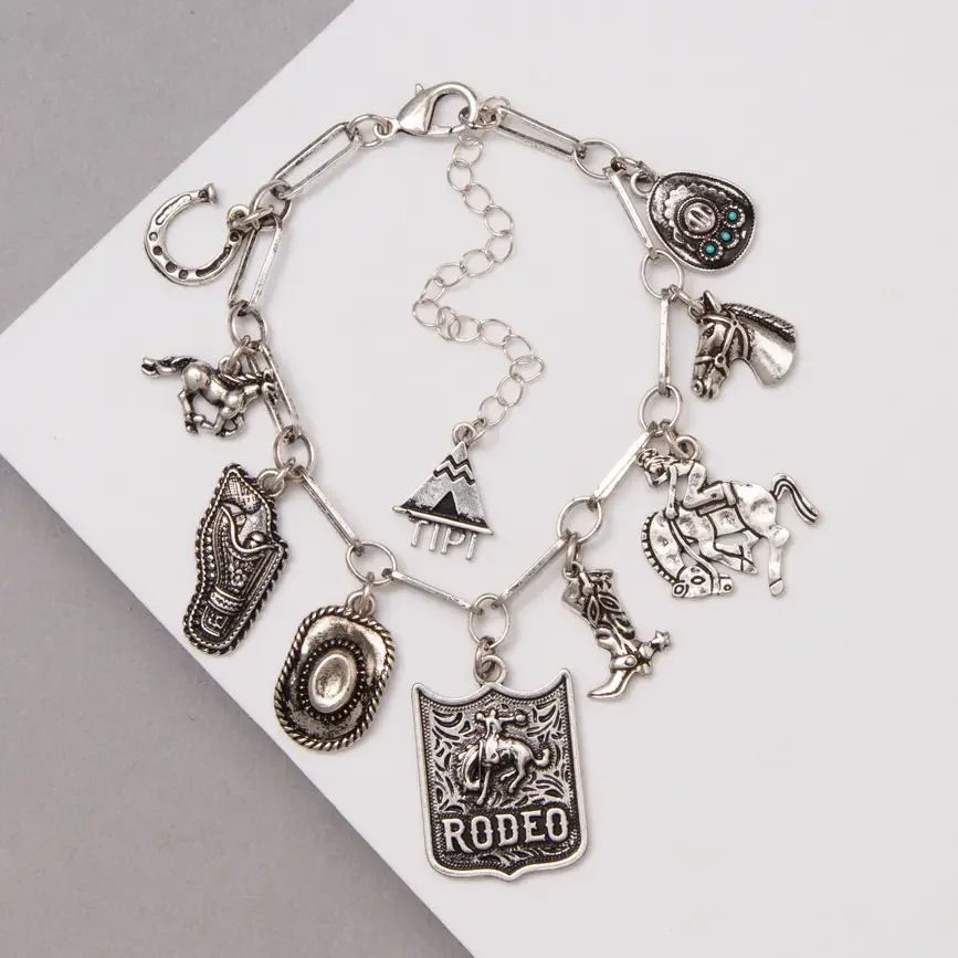 Western Rodeo Theme Charm Bracelet