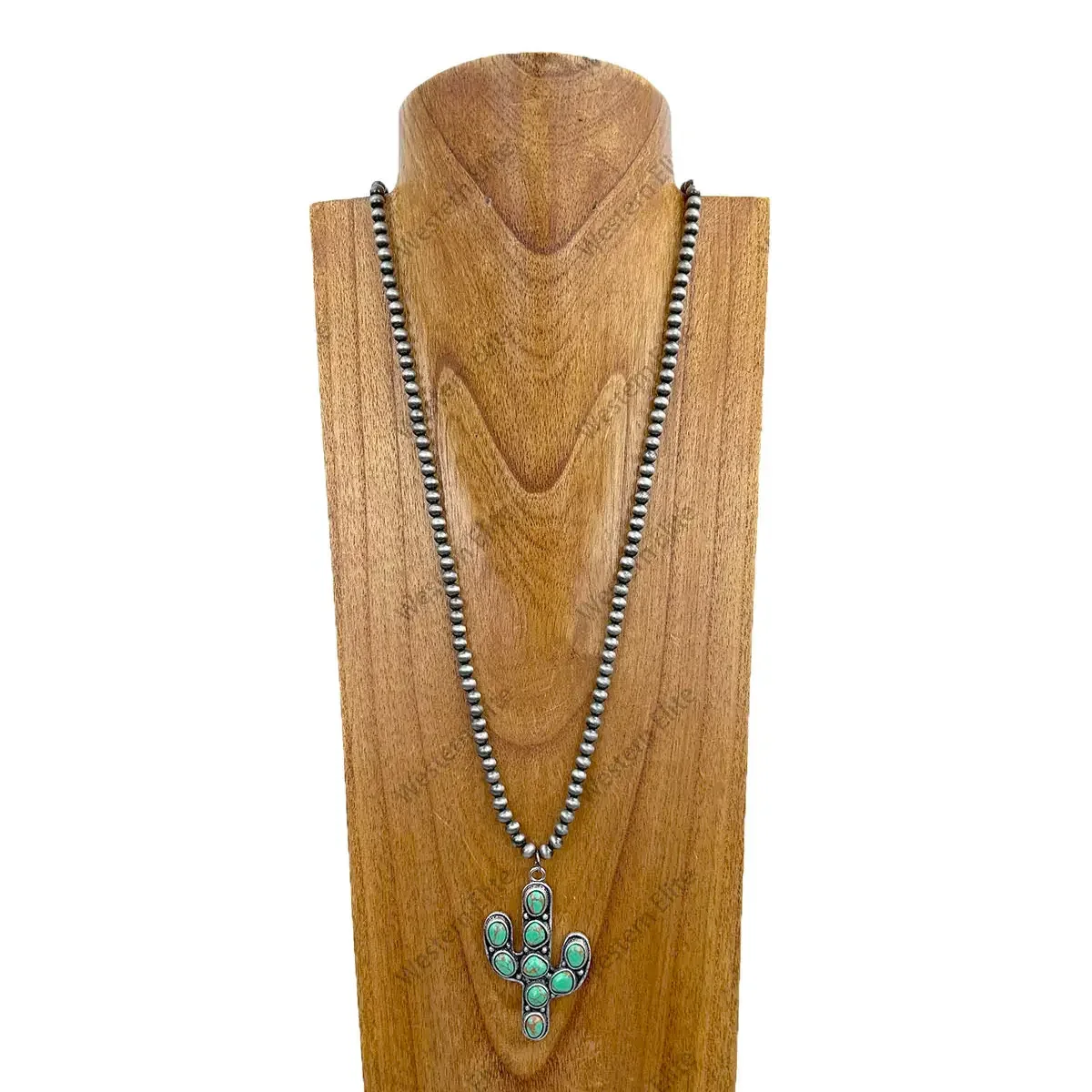 Southwestern Cactus Necklace with Turquoise Accents