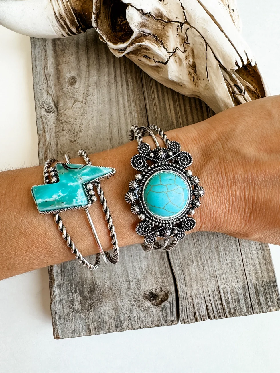 Southwestern Turquoise & Silver Cuff Bracelet