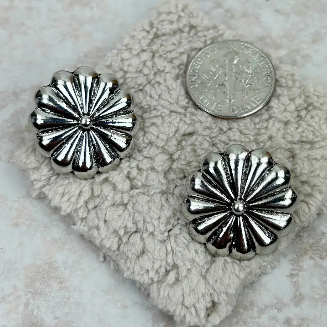 Vintage Silver-Tone Flower Earrings