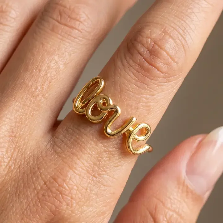 Gold-Plated 'Love' Statement Ring