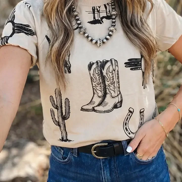 Beige western retro shirt