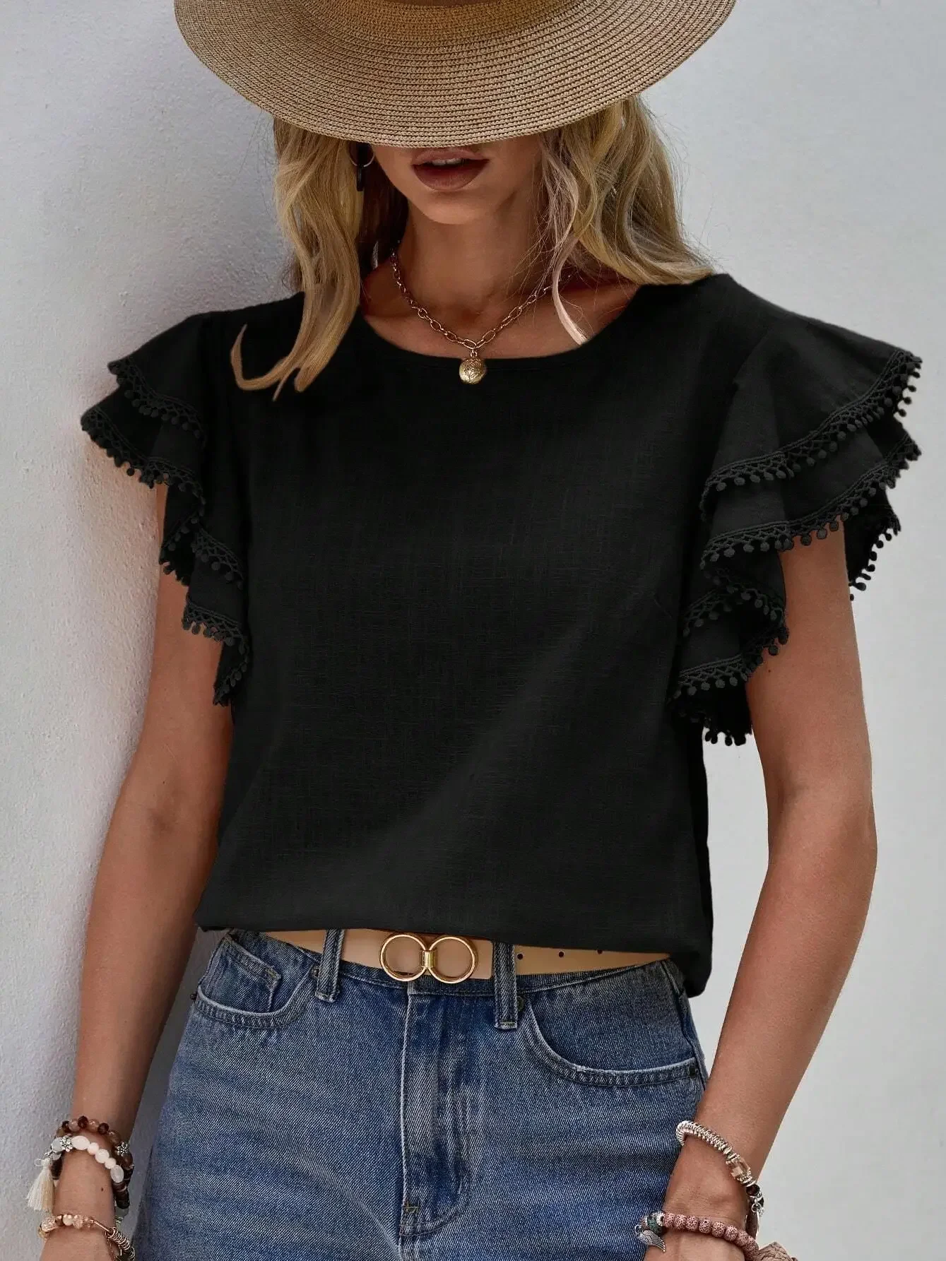 Elegant Ruffle-Sleeve Top