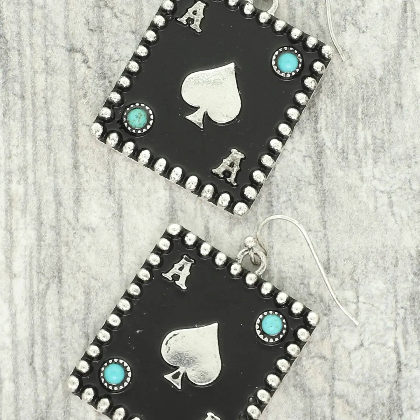 Vintage Card Suit Earrings with Turquoise Accents