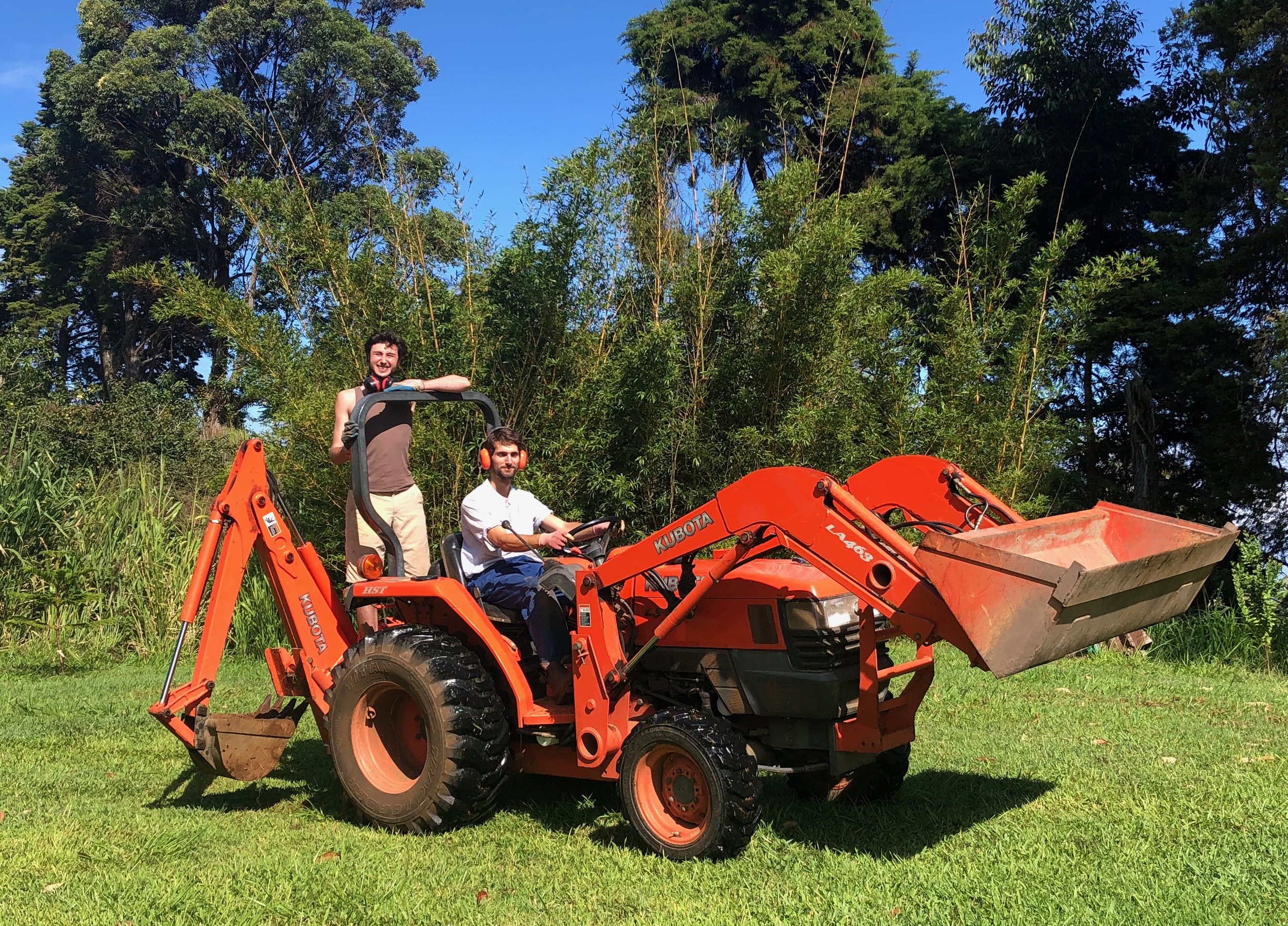 Draven and Oli planting a new banana patch