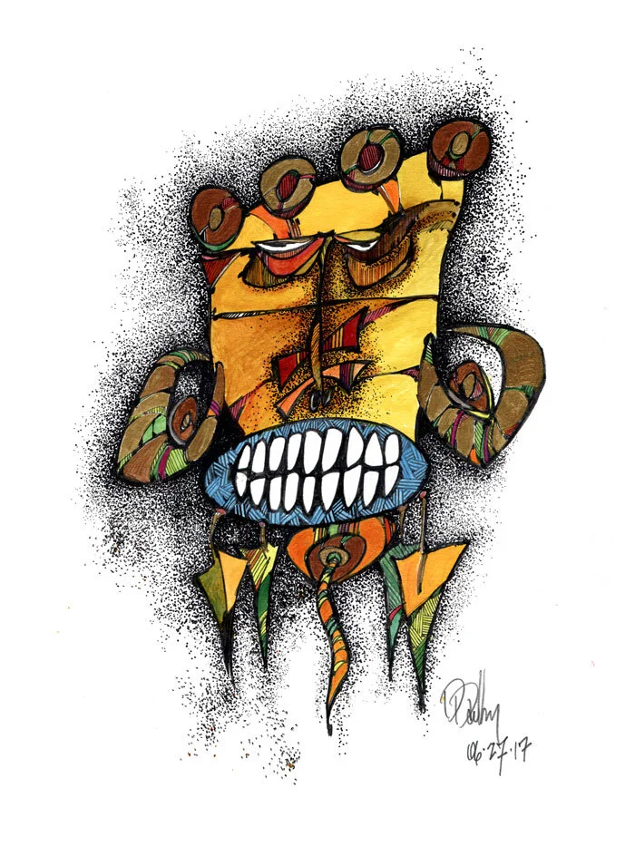 Passage - acrylic paint, acrylic iridescent paintand ink on rag paper