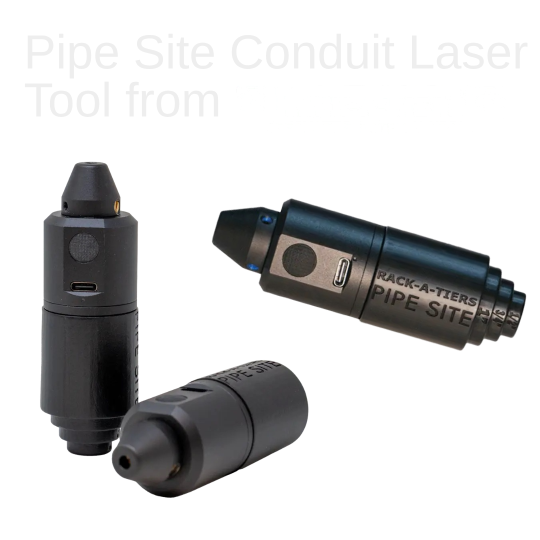 The Pipe Site is a compact and lightweight laser tool designed to simplify conduit alignment. Simply plug it into the end of your conduit and it projects a laser dot to show the center point of the desired conduit.

The Pipe Site is a reference tool 