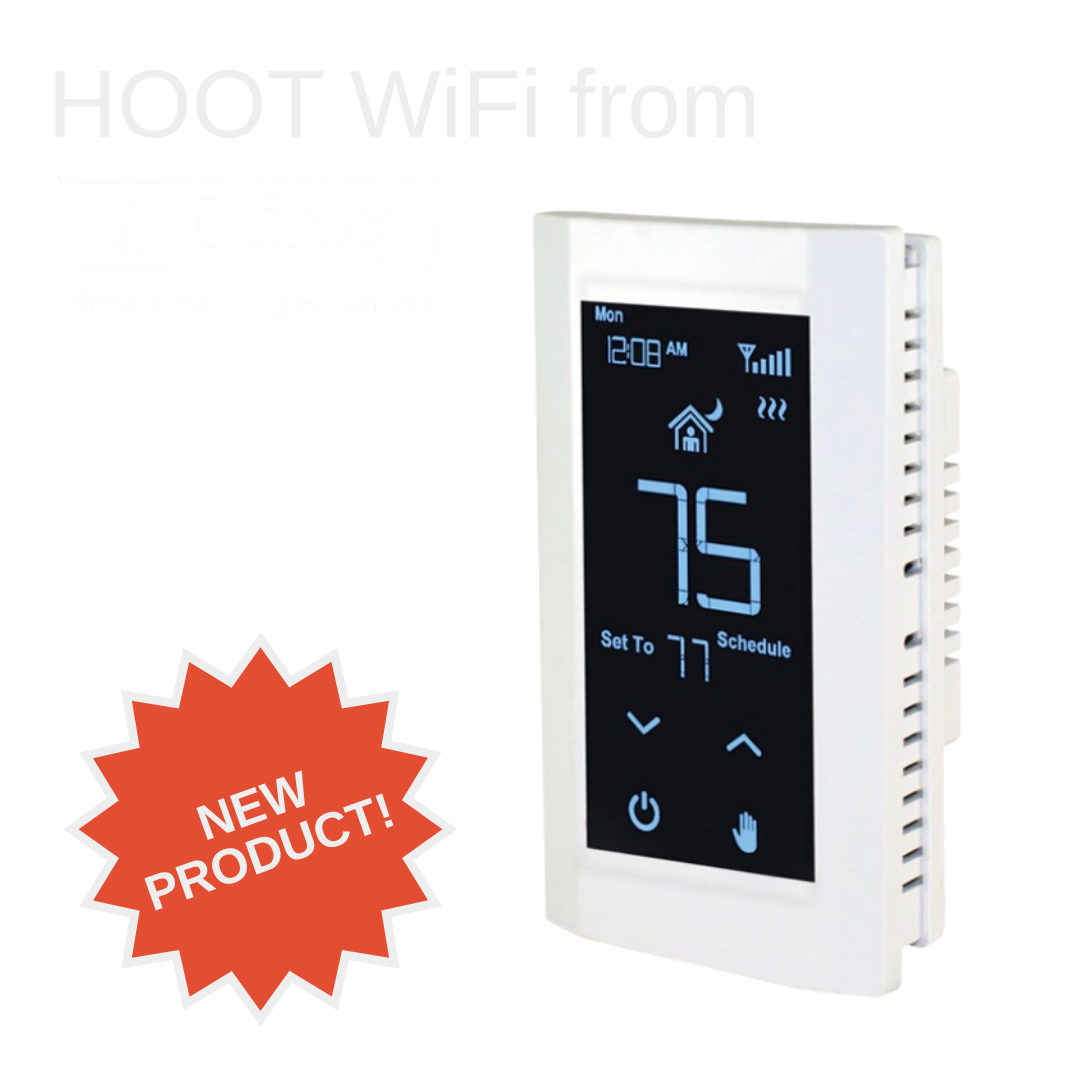 Smart WiFi thermostat designed to provide remote control, programmable scheduling, and energy management for electric heating systems in a modern white finish.

The HOOT WiFi White thermostat combines advanced smart home technology with precise elect
