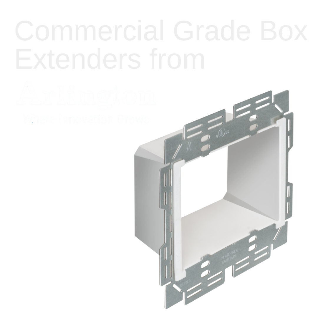 Levels and supports the wiring device where the box is set back from the wall surface. Extends the box up to 1-1/2".