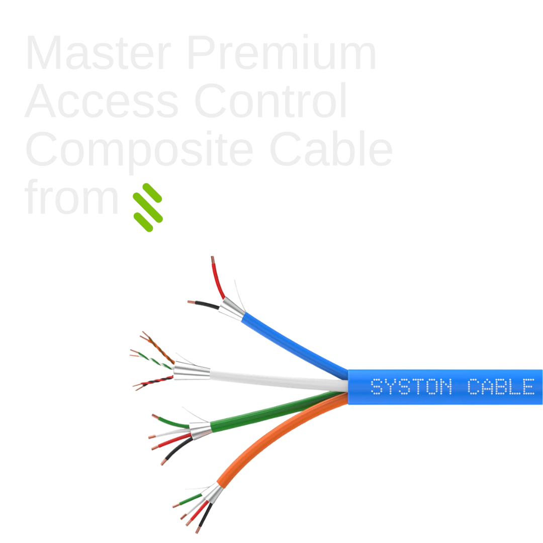 High-quality plenum-rated Access Control Composite Cable.

Combines four components that are required for card reader/keypad, door contact, request to exit, and lock power device connectivity in a single cable that is easy to install and save labor c